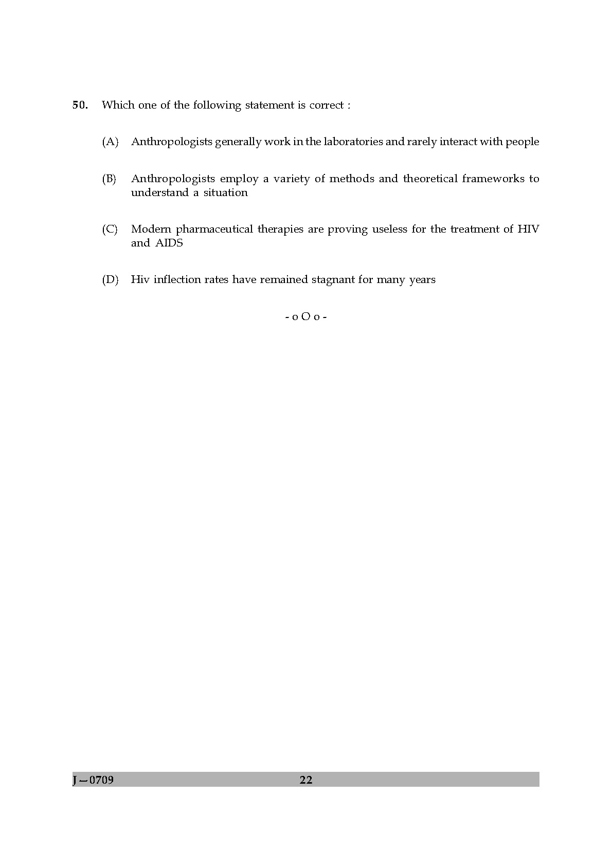 UGC NET Anthropology Question Paper II June 2009 22