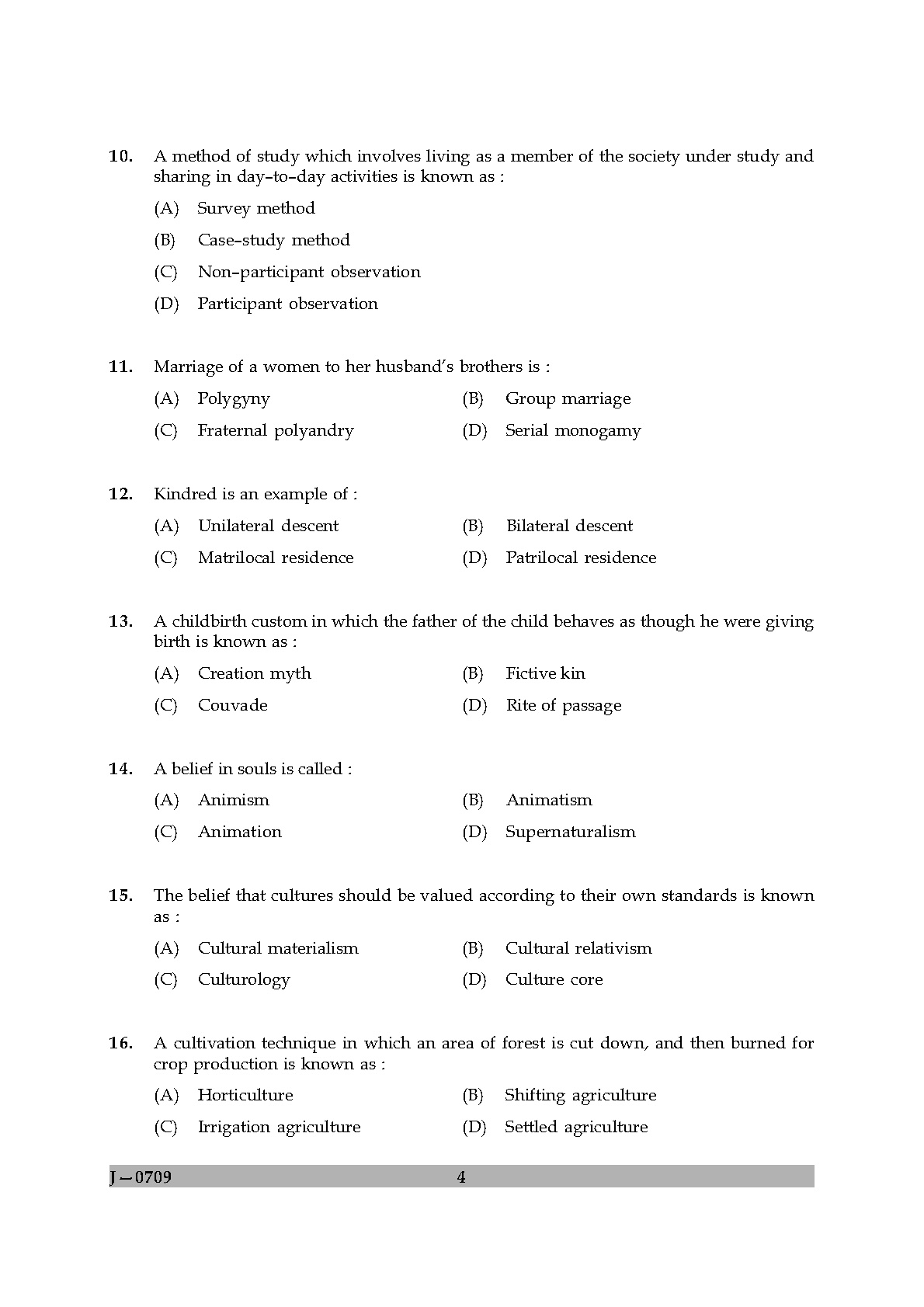 UGC NET Anthropology Question Paper II June 2009 4