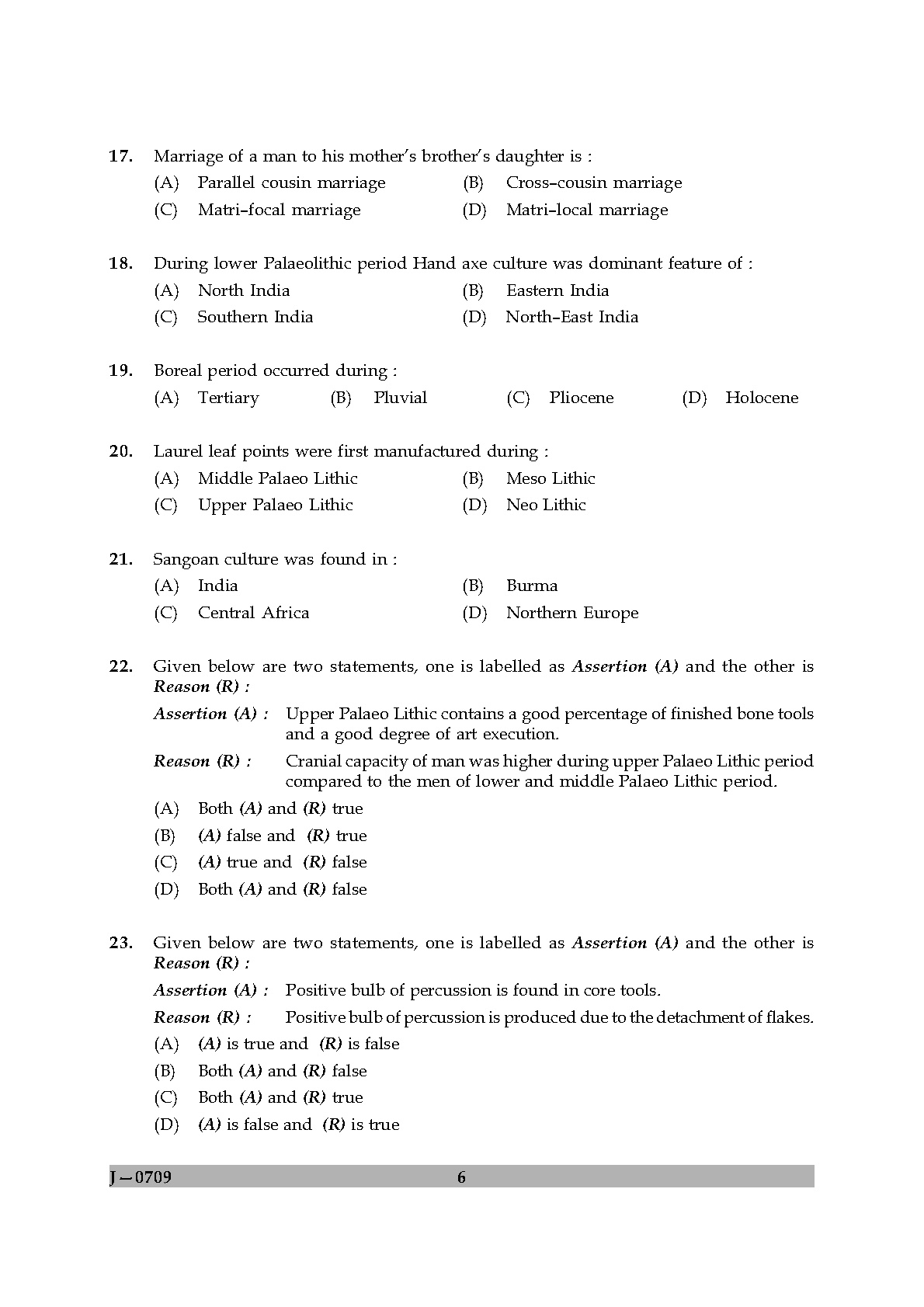 UGC NET Anthropology Question Paper II June 2009 6