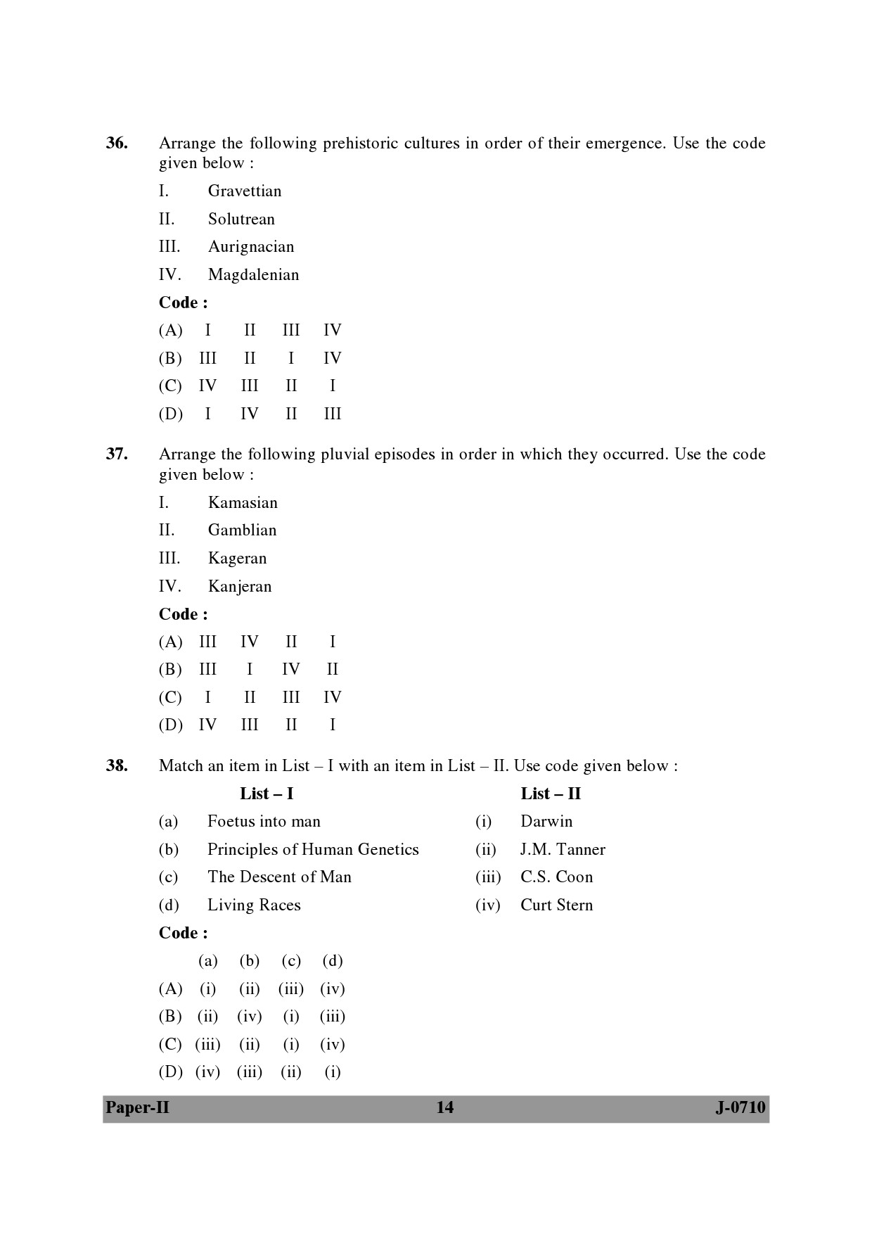 UGC NET Anthropology Question Paper II June 2010 14