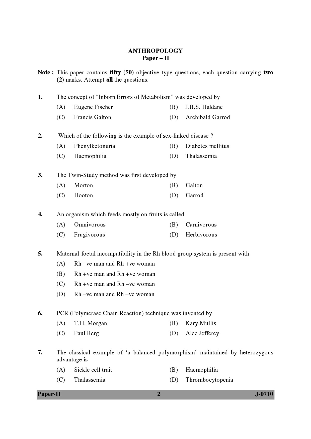 UGC NET Anthropology Question Paper II June 2010 2