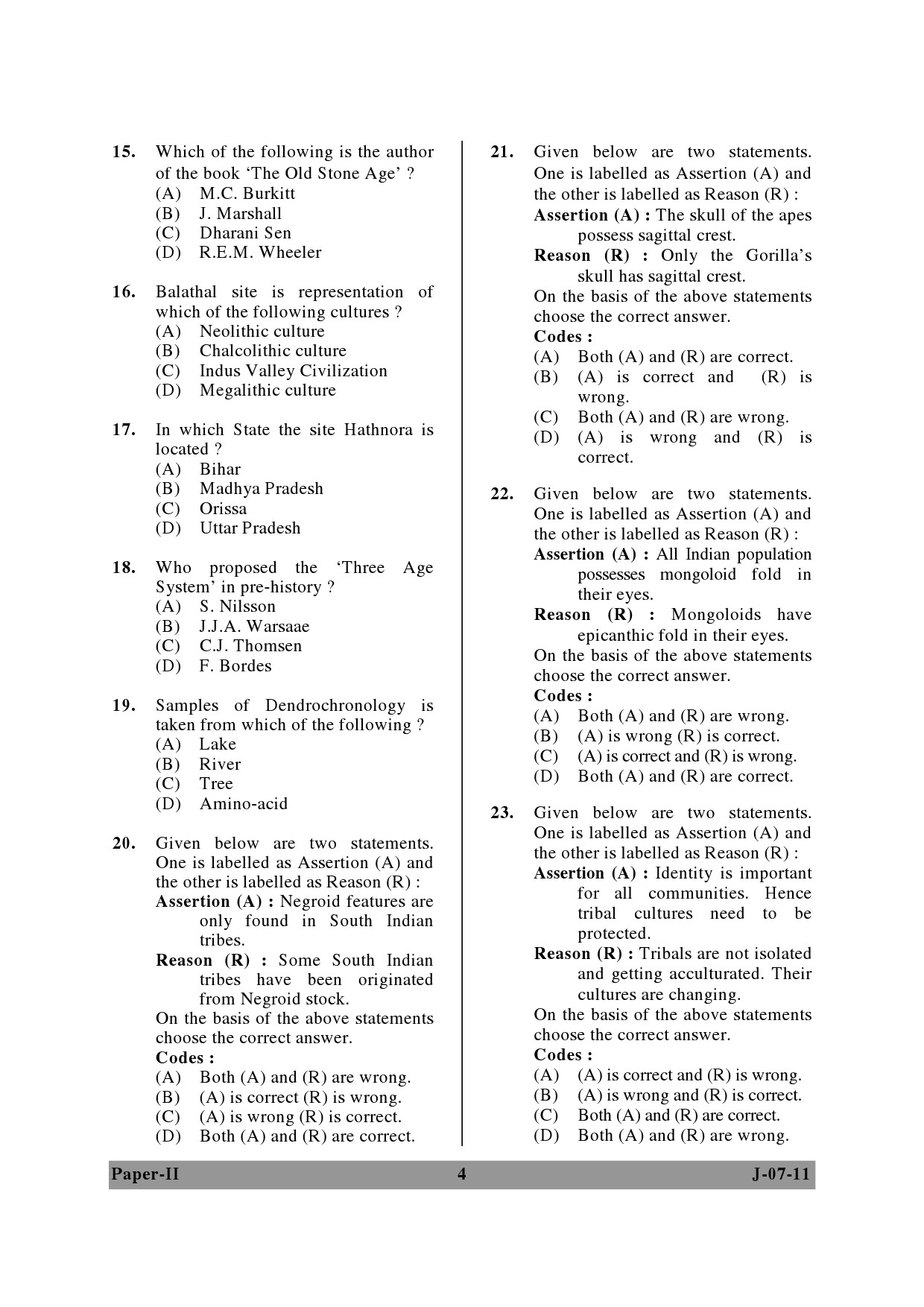 UGC NET Anthropology Question Paper II June 2011 4