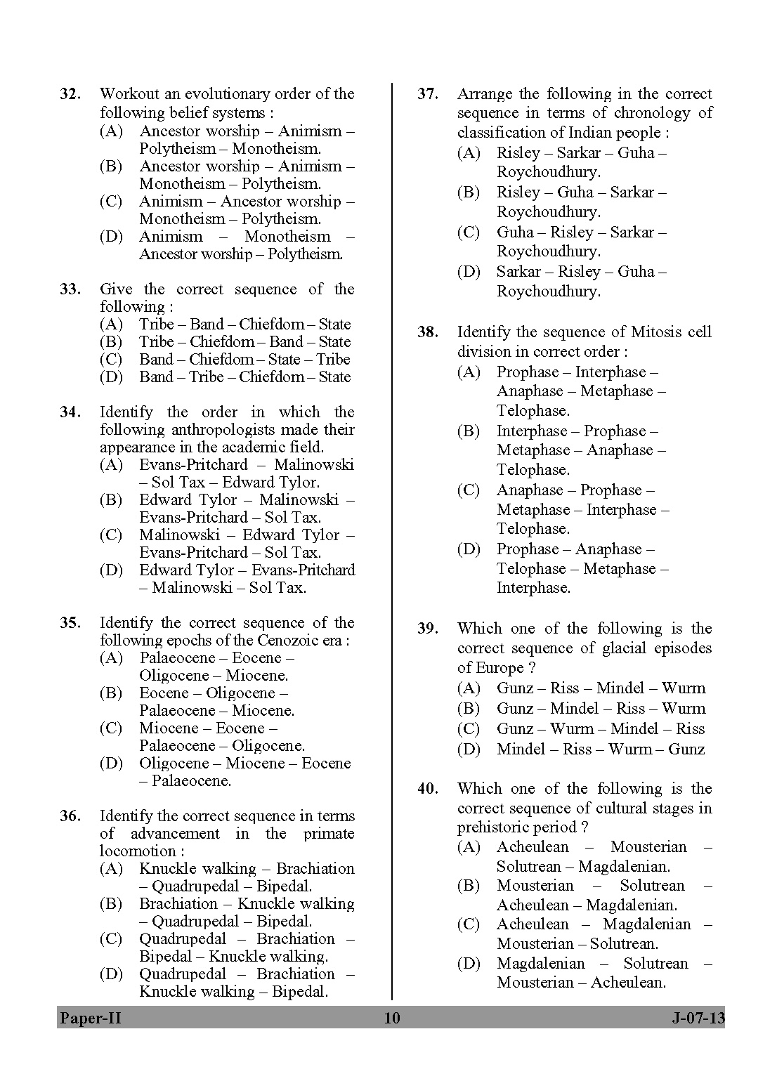 UGC NET Anthropology Question Paper II June 2013 Set 2 10