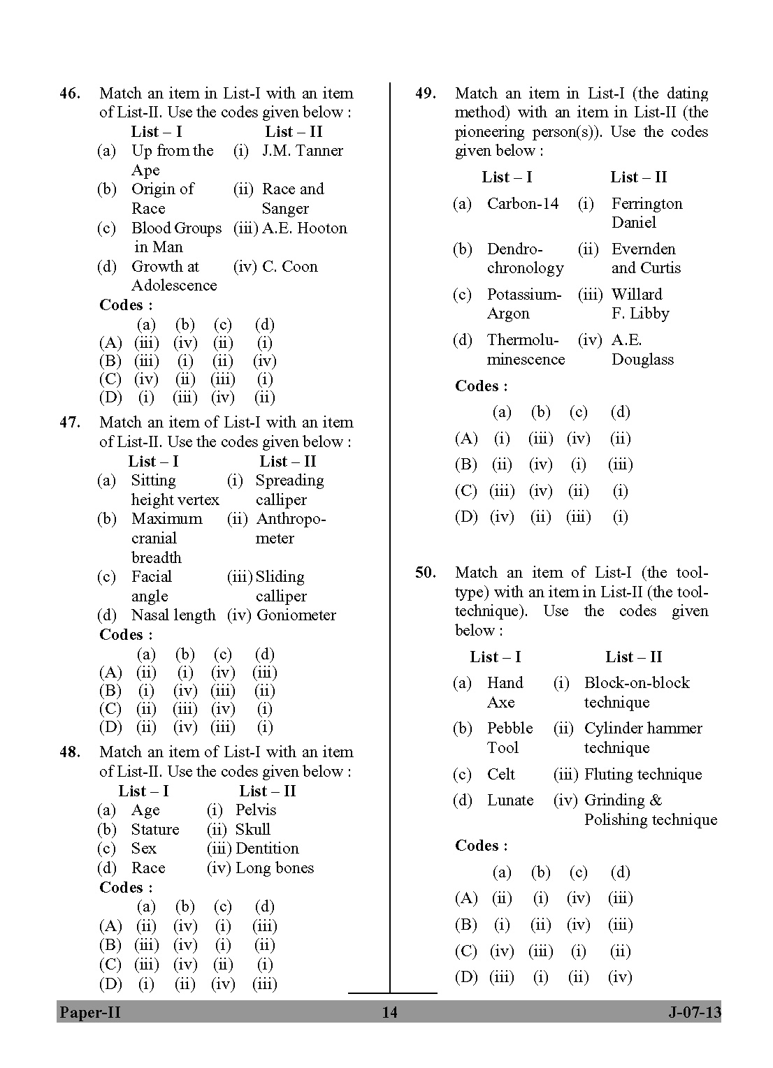 UGC NET Anthropology Question Paper II June 2013 Set 2 14