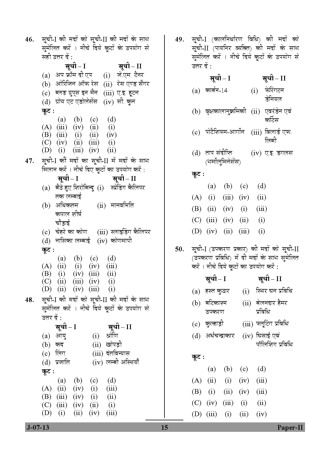 UGC NET Anthropology Question Paper II June 2013 Set 2 15