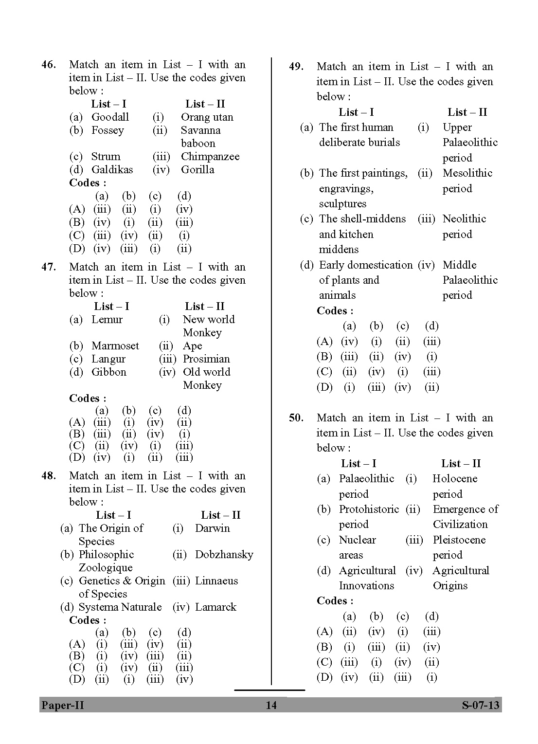 UGC NET Anthropology Question Paper II June 2013 14