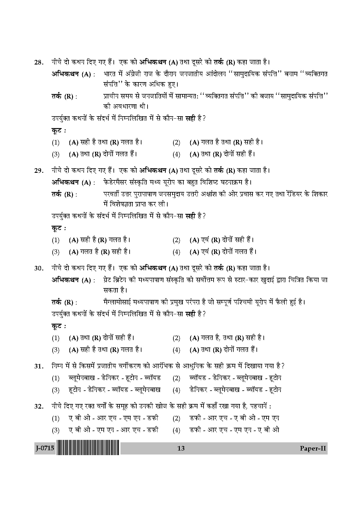 UGC NET Anthropology Question Paper II June 2015 13