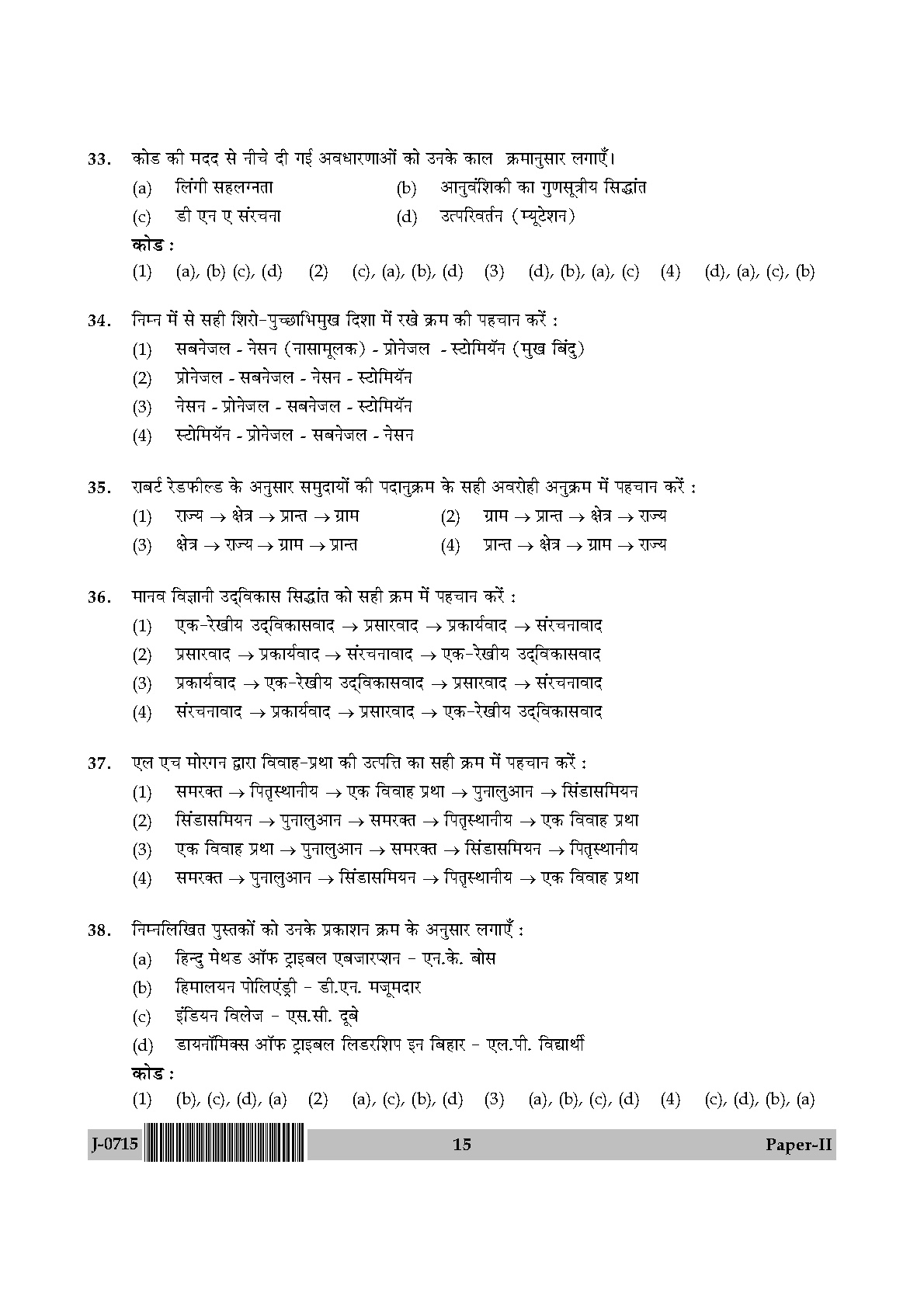 UGC NET Anthropology Question Paper II June 2015 15