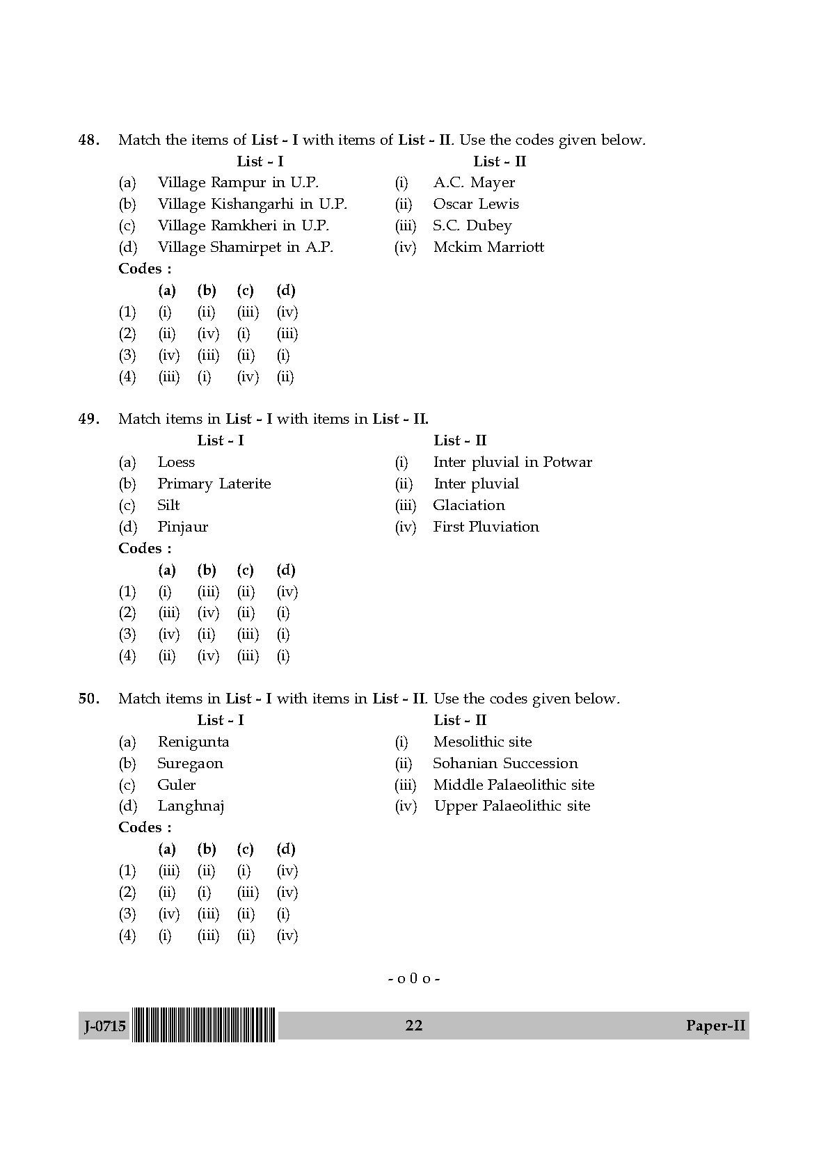 UGC NET Anthropology Question Paper II June 2015 22