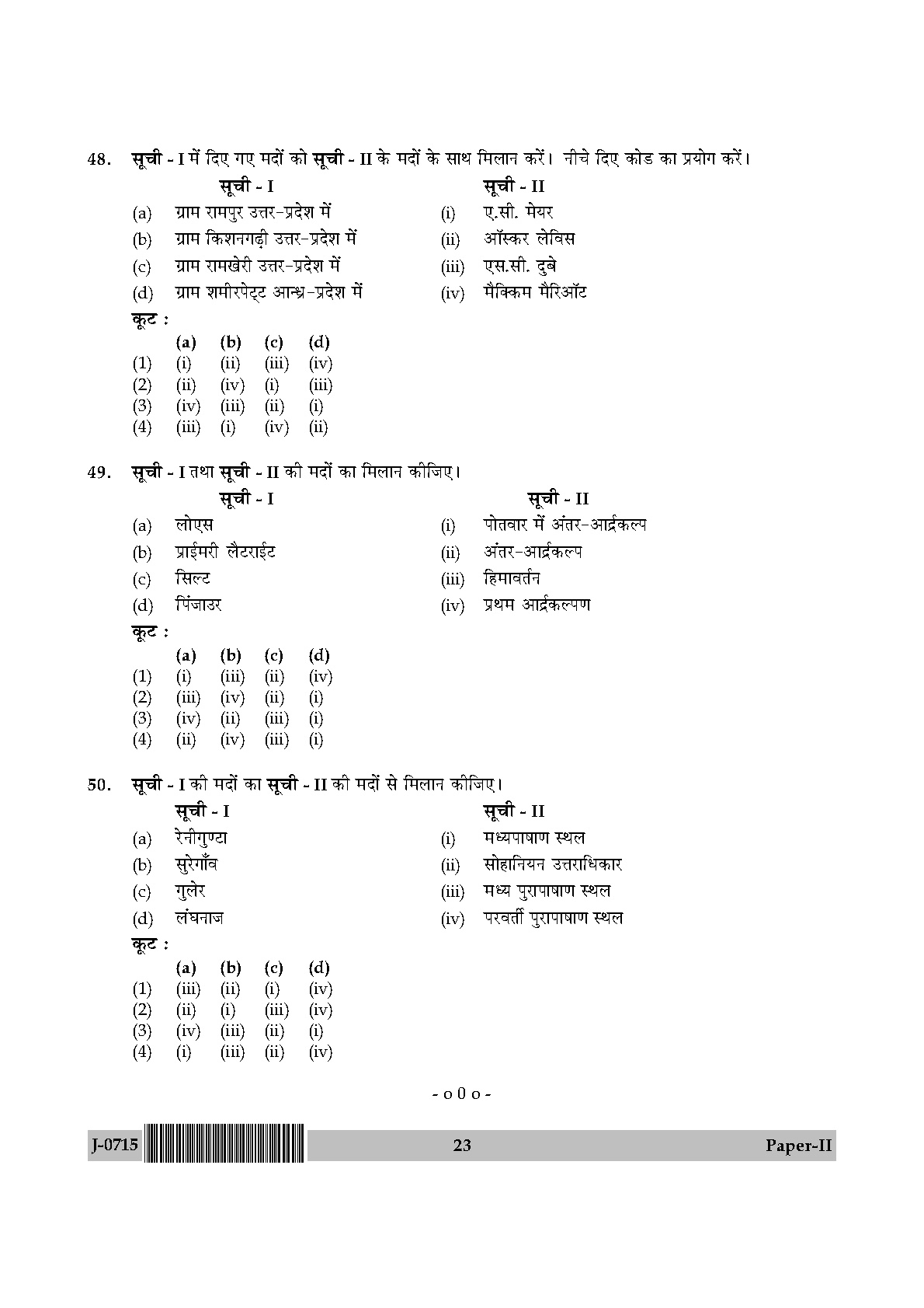 UGC NET Anthropology Question Paper II June 2015 23