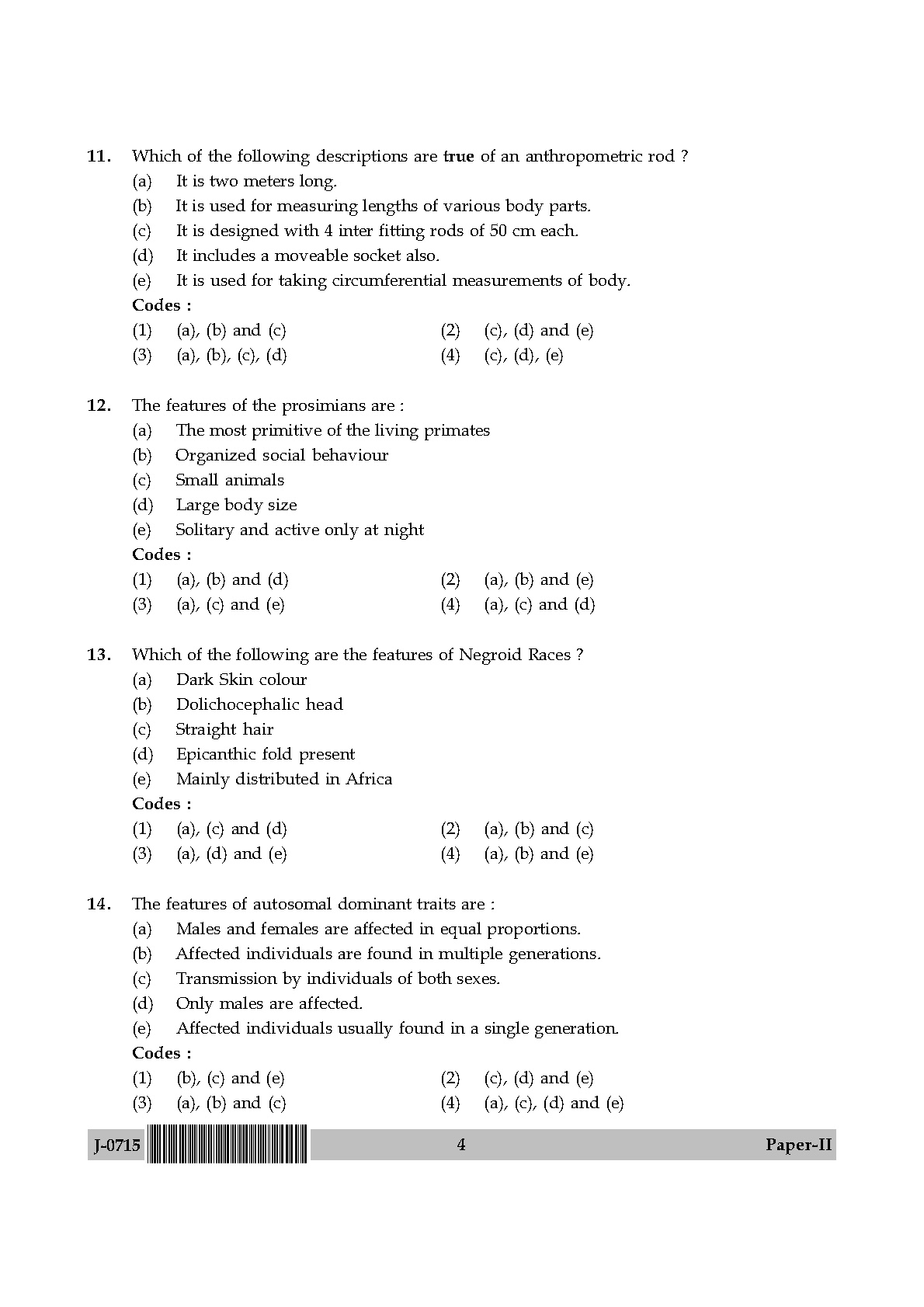 UGC NET Anthropology Question Paper II June 2015 4