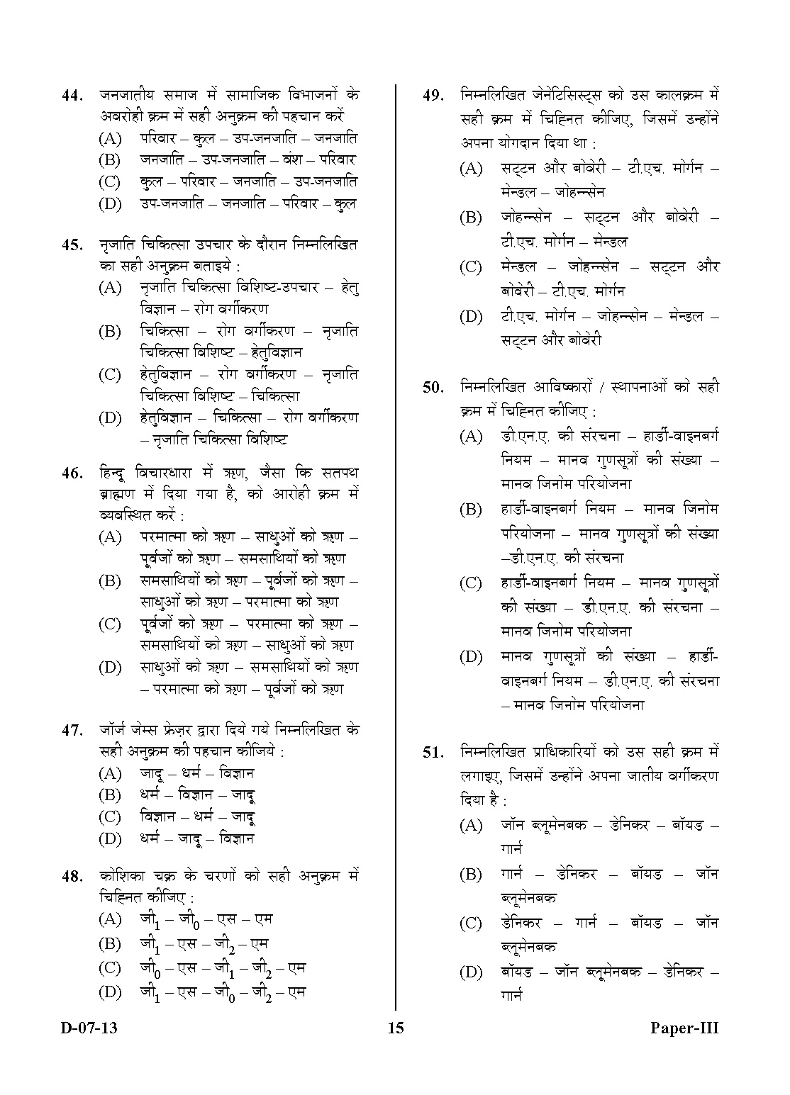 UGC NET Anthropology Question Paper III December 2013 15