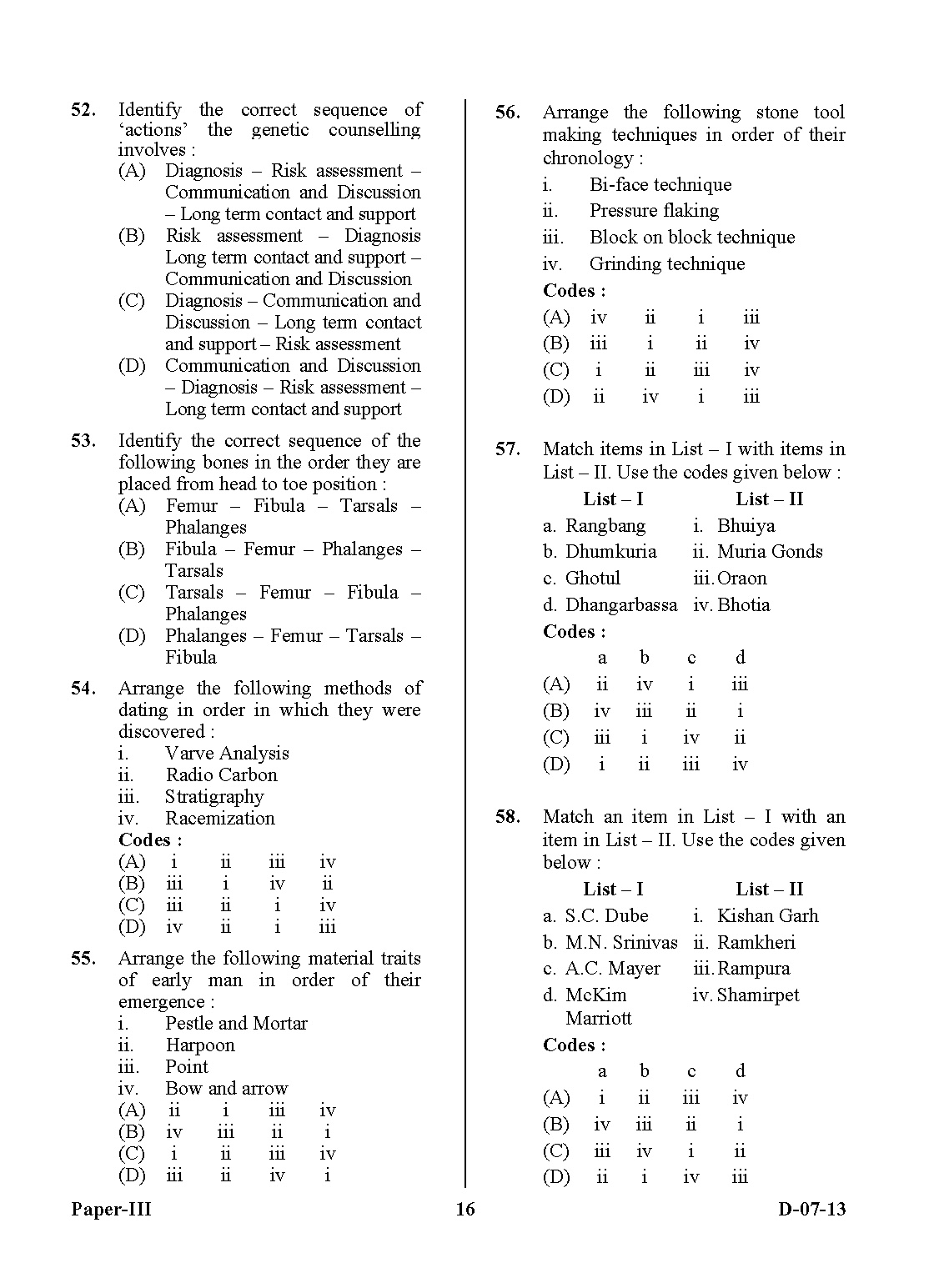 UGC NET Anthropology Question Paper III December 2013 16