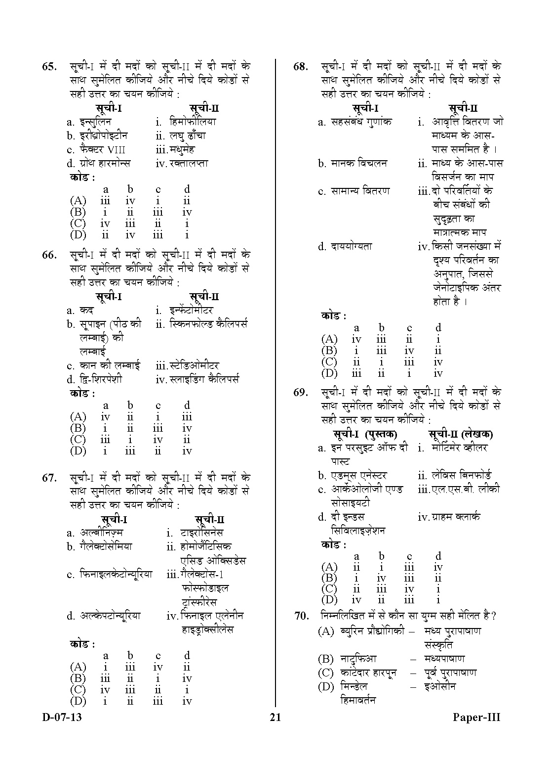 UGC NET Anthropology Question Paper III December 2013 21