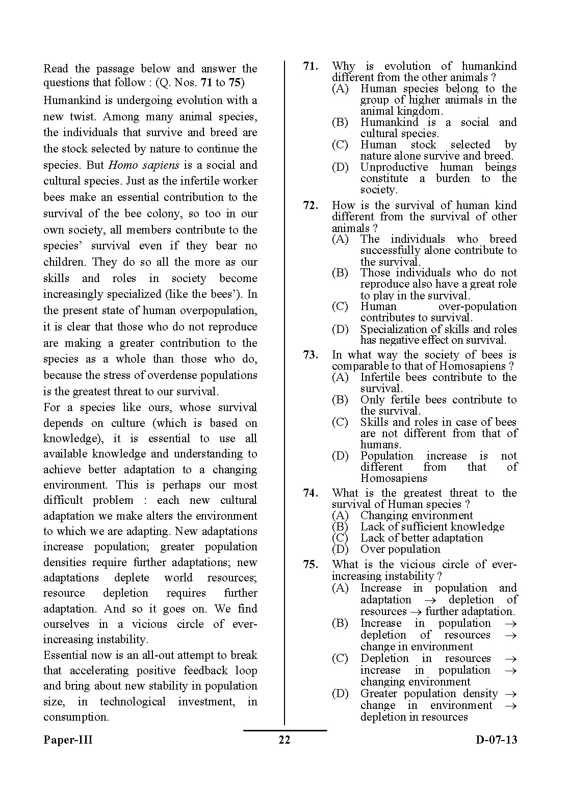 UGC NET Anthropology Question Paper III December 2013 22