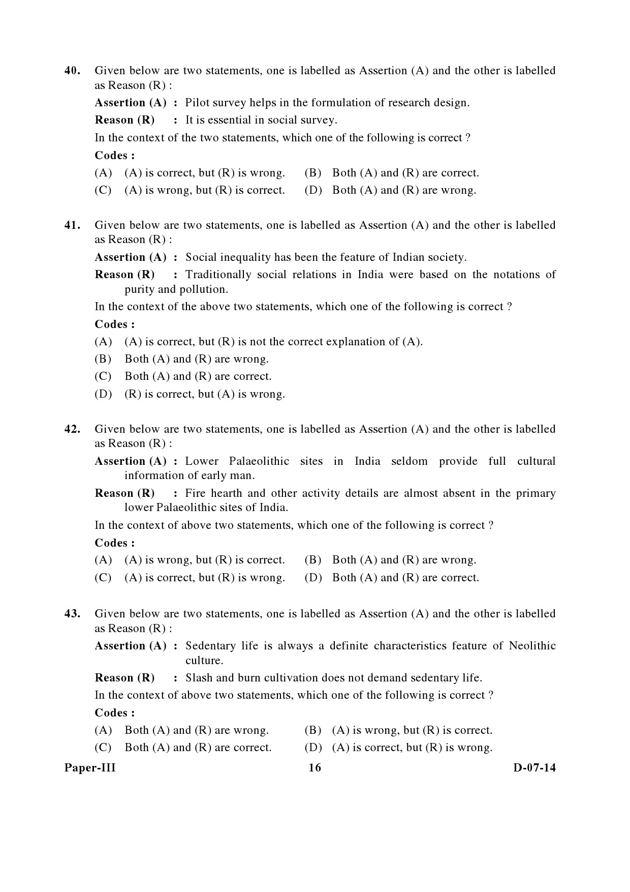 UGC NET Anthropology Question Paper III December 2014 16