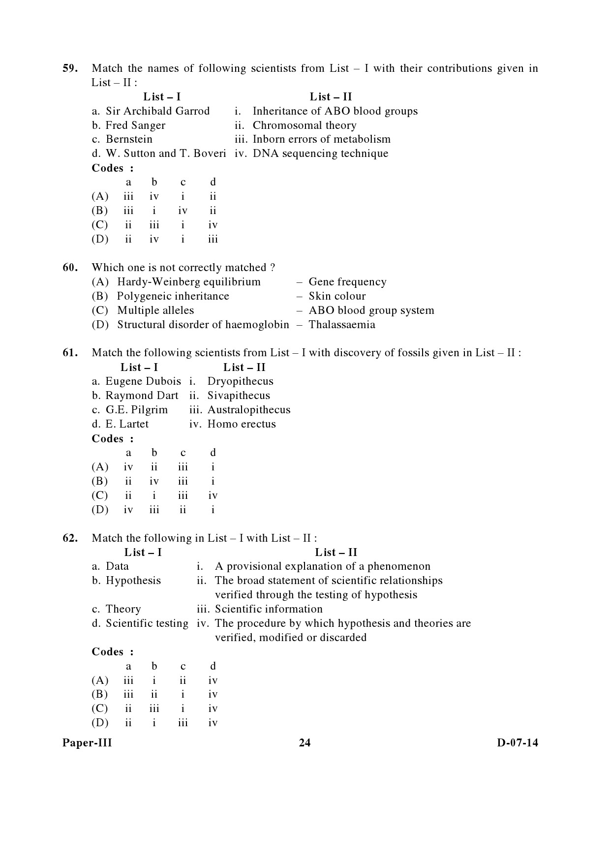 UGC NET Anthropology Question Paper III December 2014 24