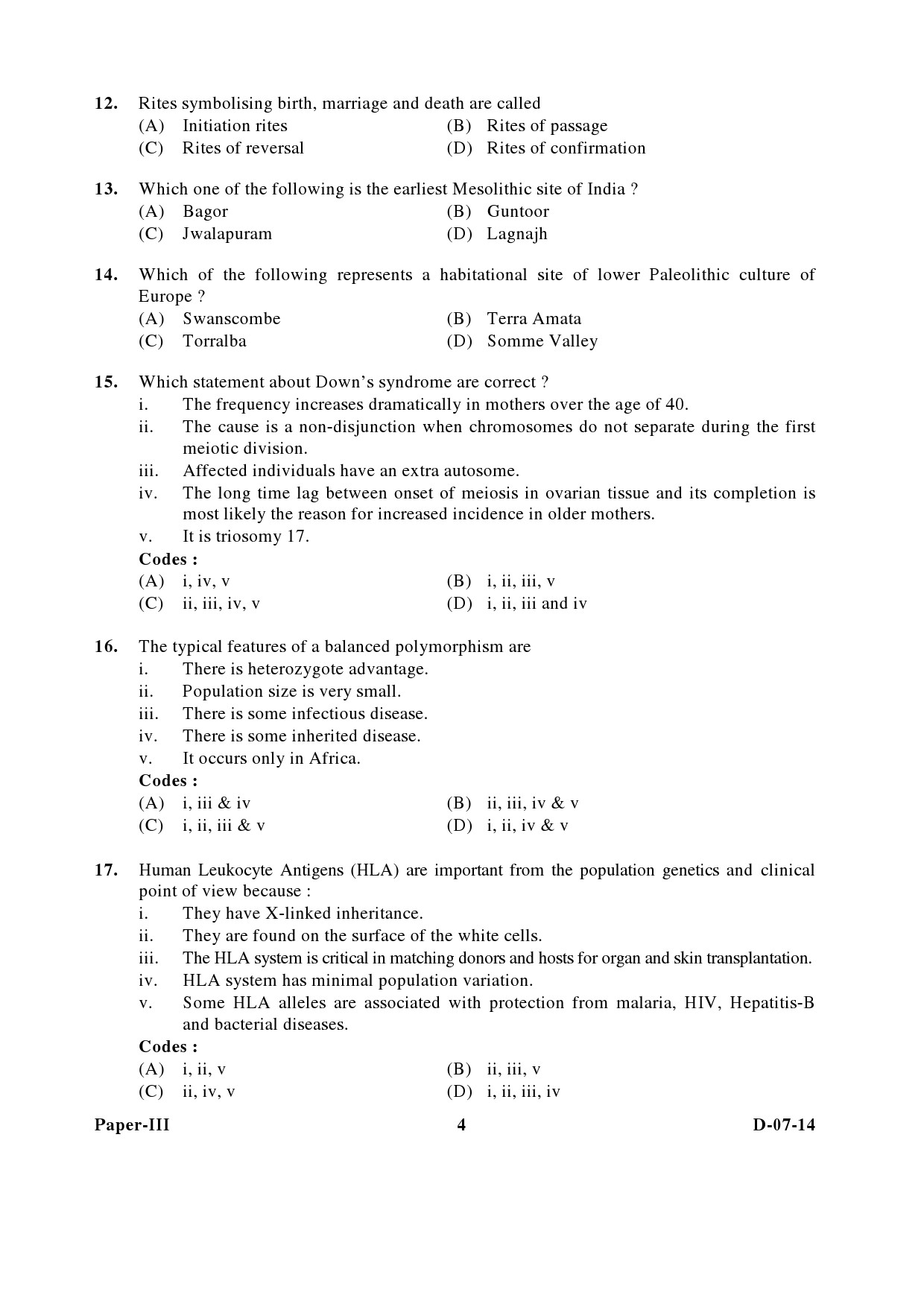 UGC NET Anthropology Question Paper III December 2014 4