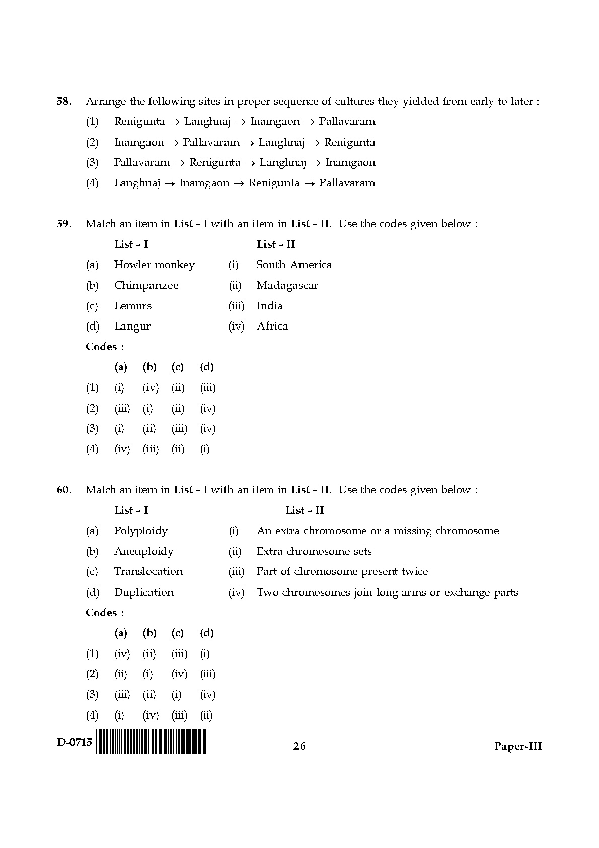 UGC NET Anthropology Question Paper III December 2015 26