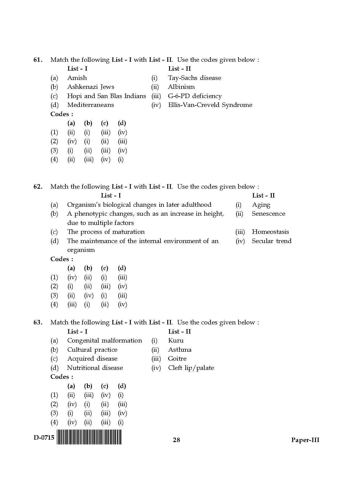 UGC NET Anthropology Question Paper III December 2015 28