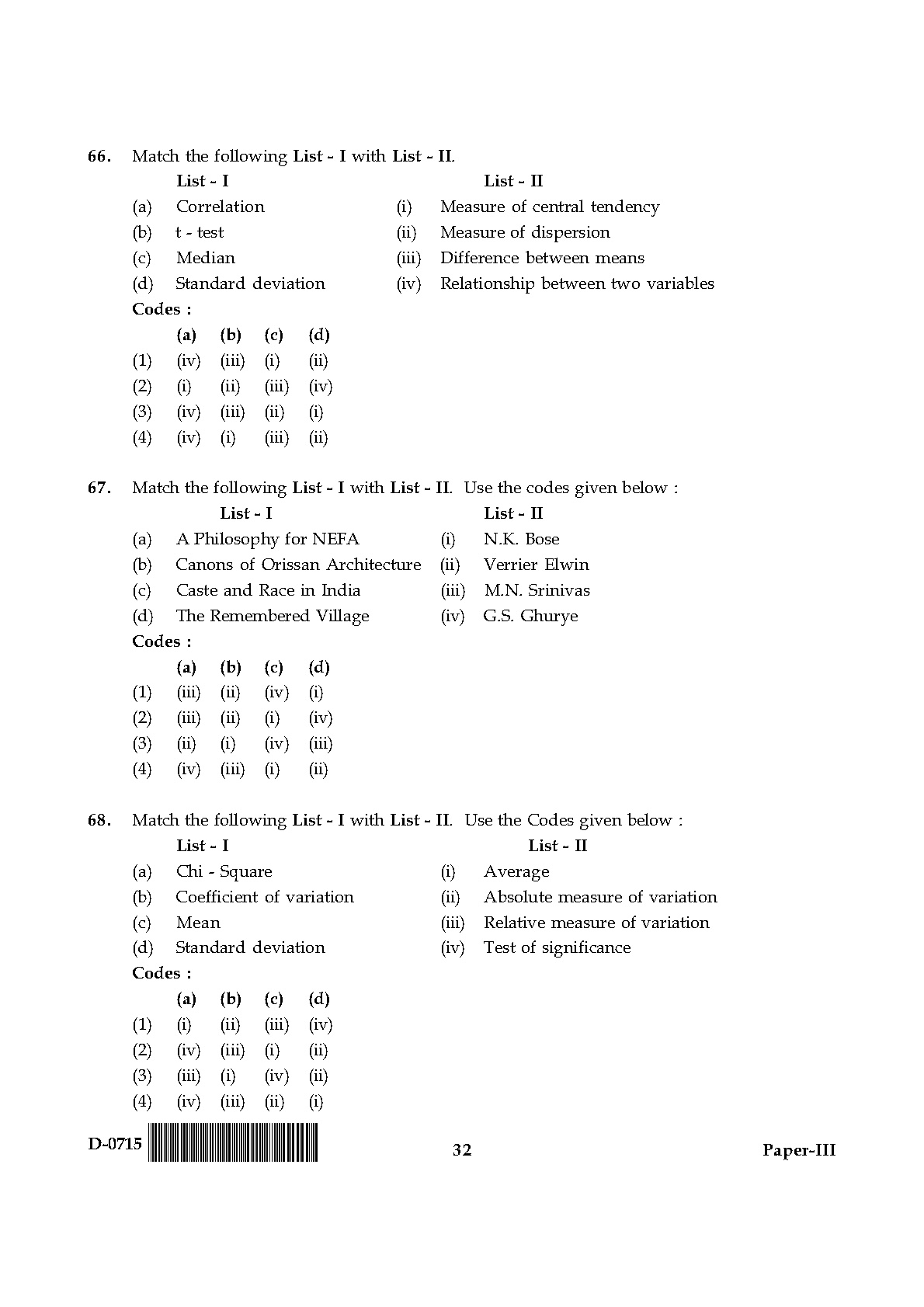 UGC NET Anthropology Question Paper III December 2015 32