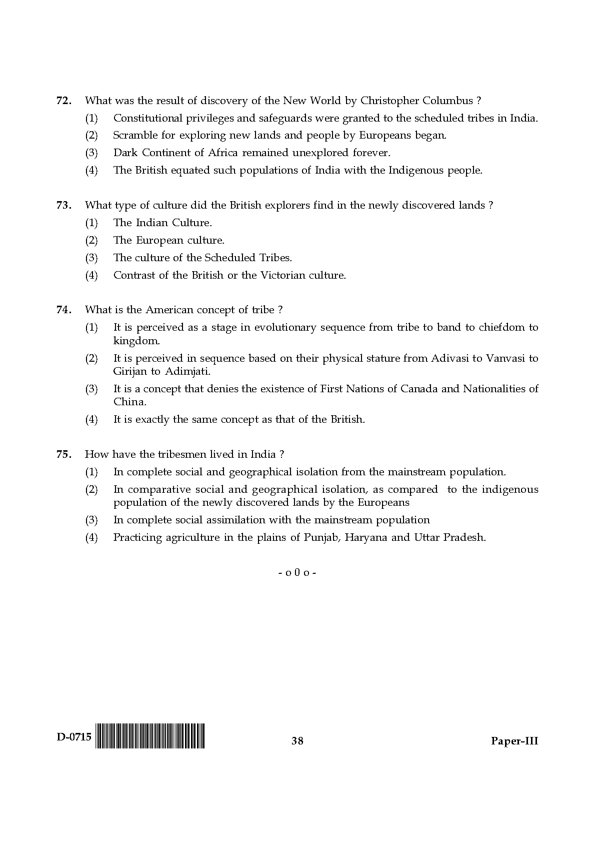 UGC NET Anthropology Question Paper III December 2015 38