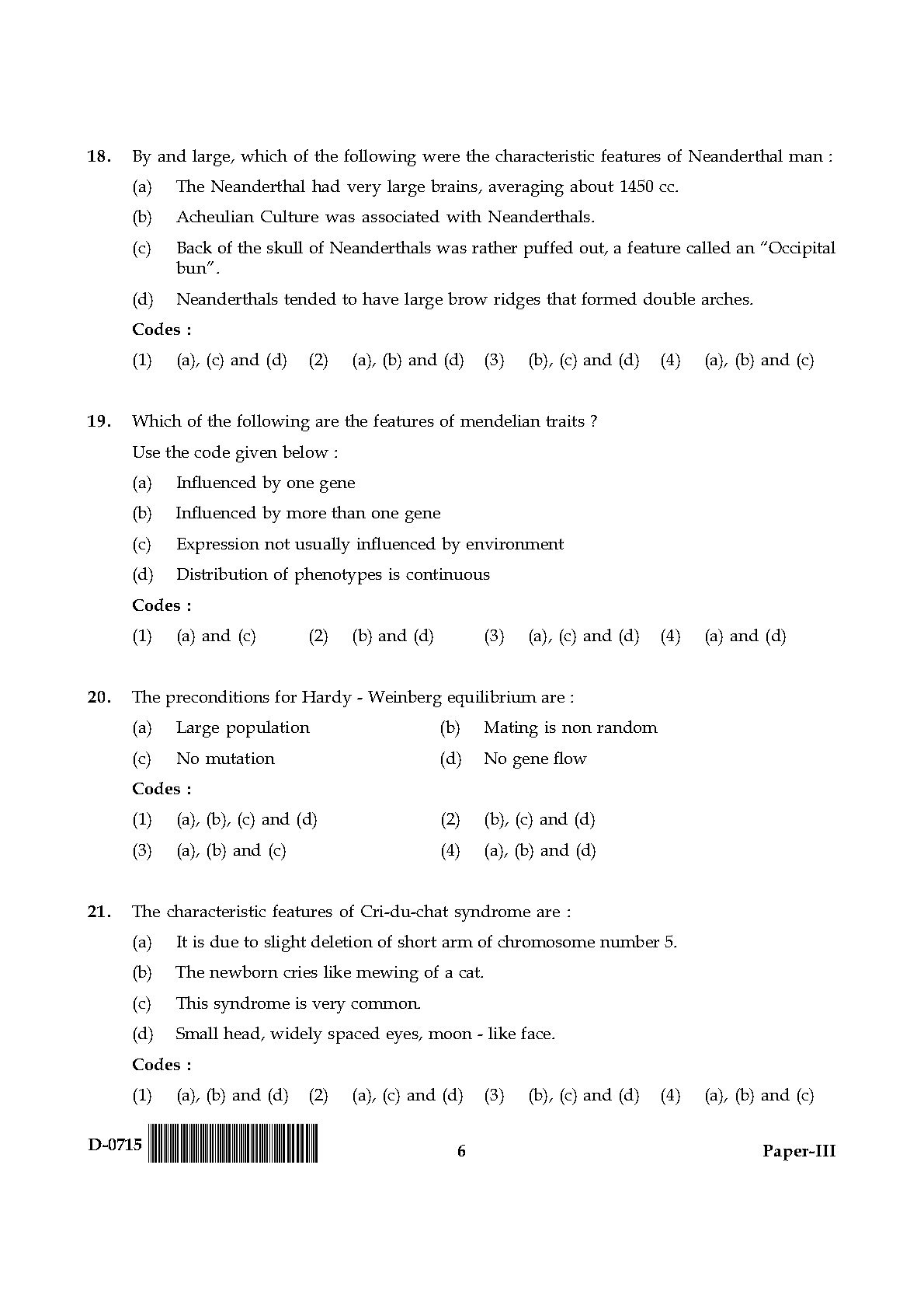 UGC NET Anthropology Question Paper III December 2015 6