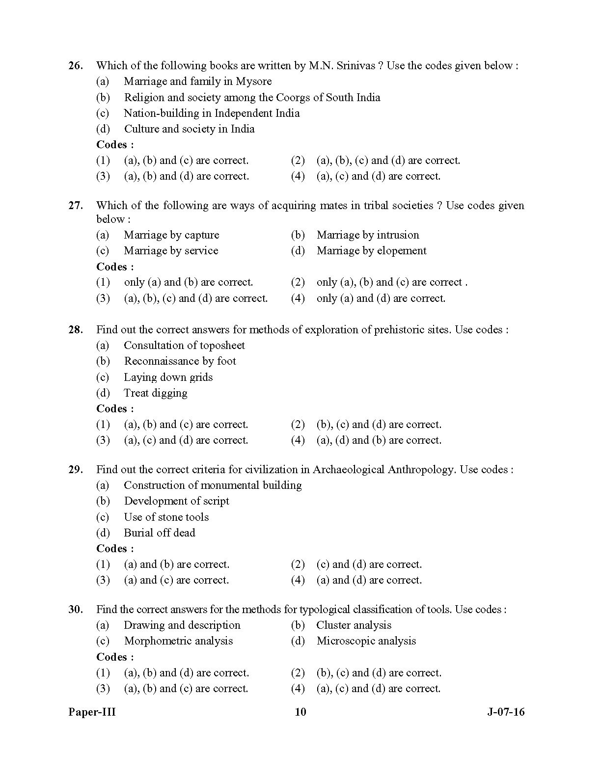 UGC NET Anthropology Question Paper III July 2016 Set 2 10