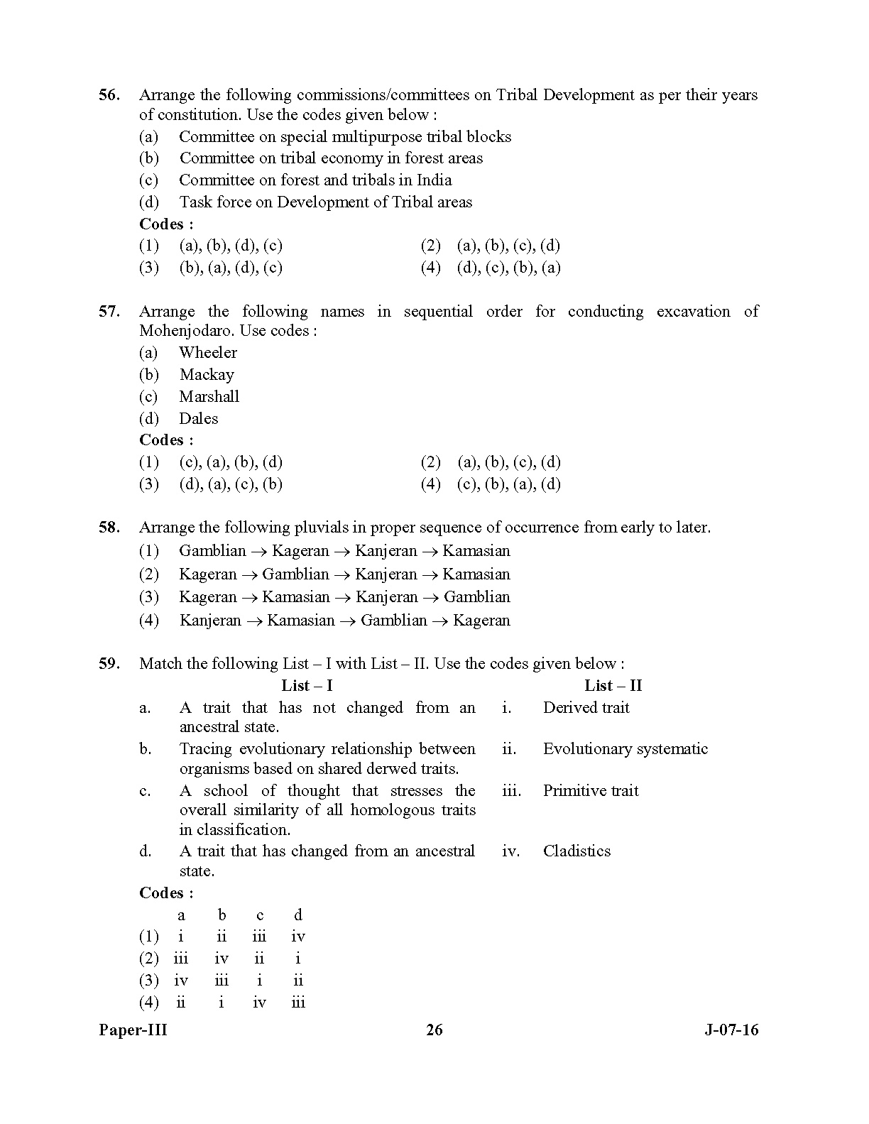 UGC NET Anthropology Question Paper III July 2016 Set 2 26