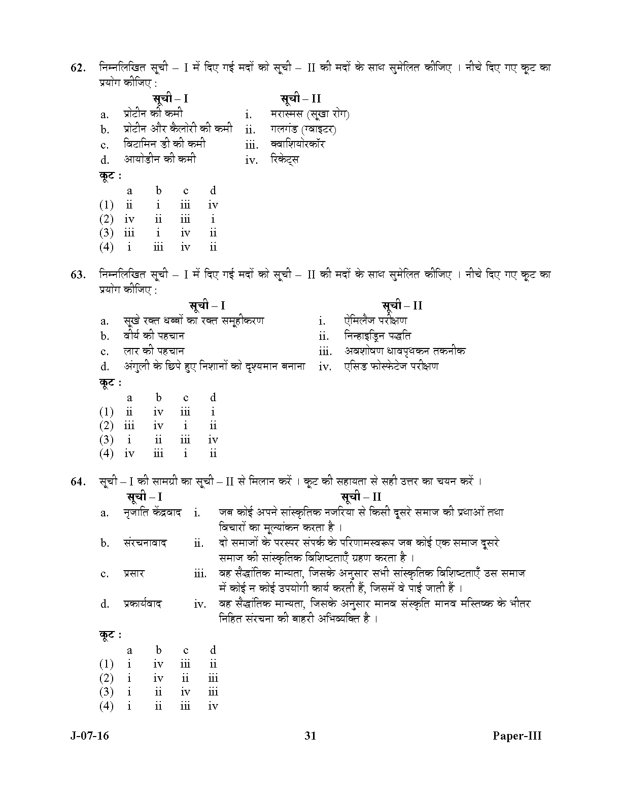 UGC NET Anthropology Question Paper III July 2016 Set 2 31