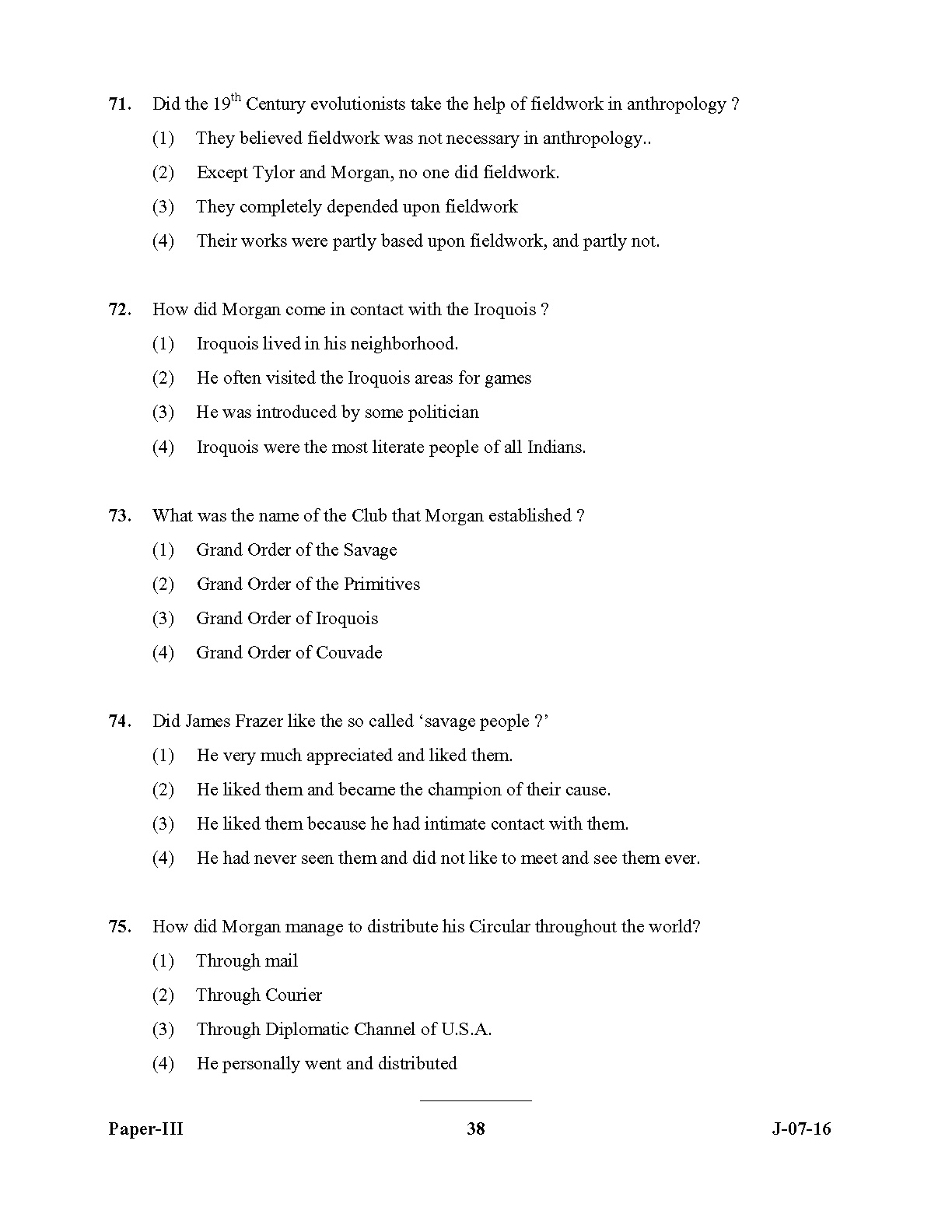 UGC NET Anthropology Question Paper III July 2016 Set 2 38