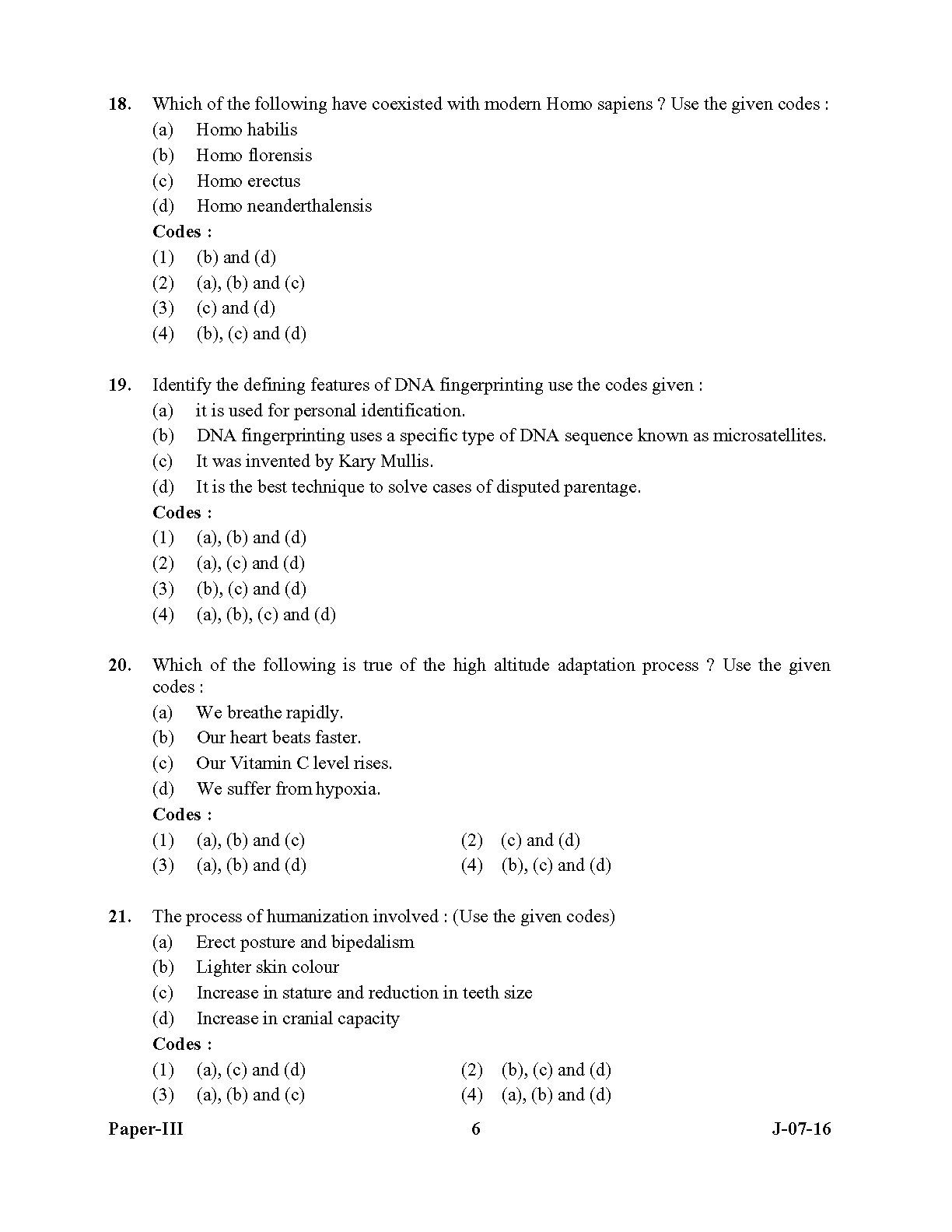 UGC NET Anthropology Question Paper III July 2016 Set 2 6