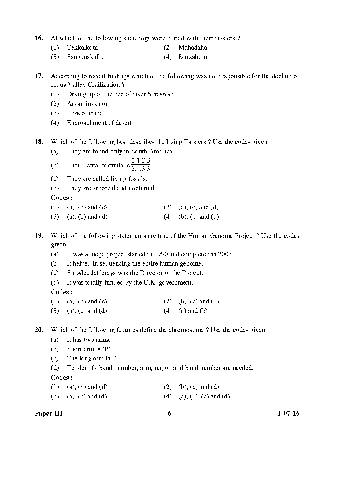 UGC NET Anthropology Question Paper III July 2016 6