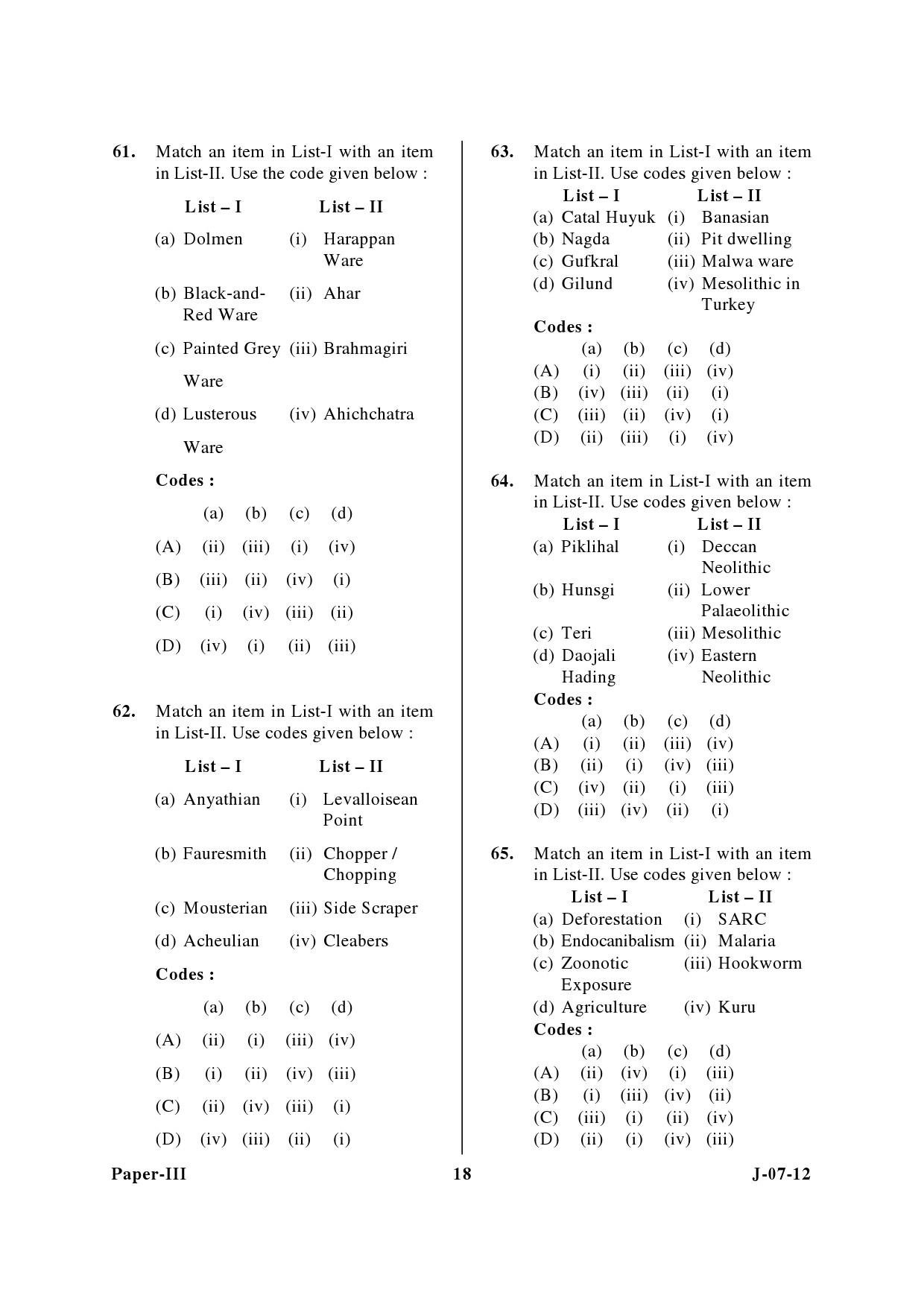 UGC NET Anthropology Question Paper III June 2012 18