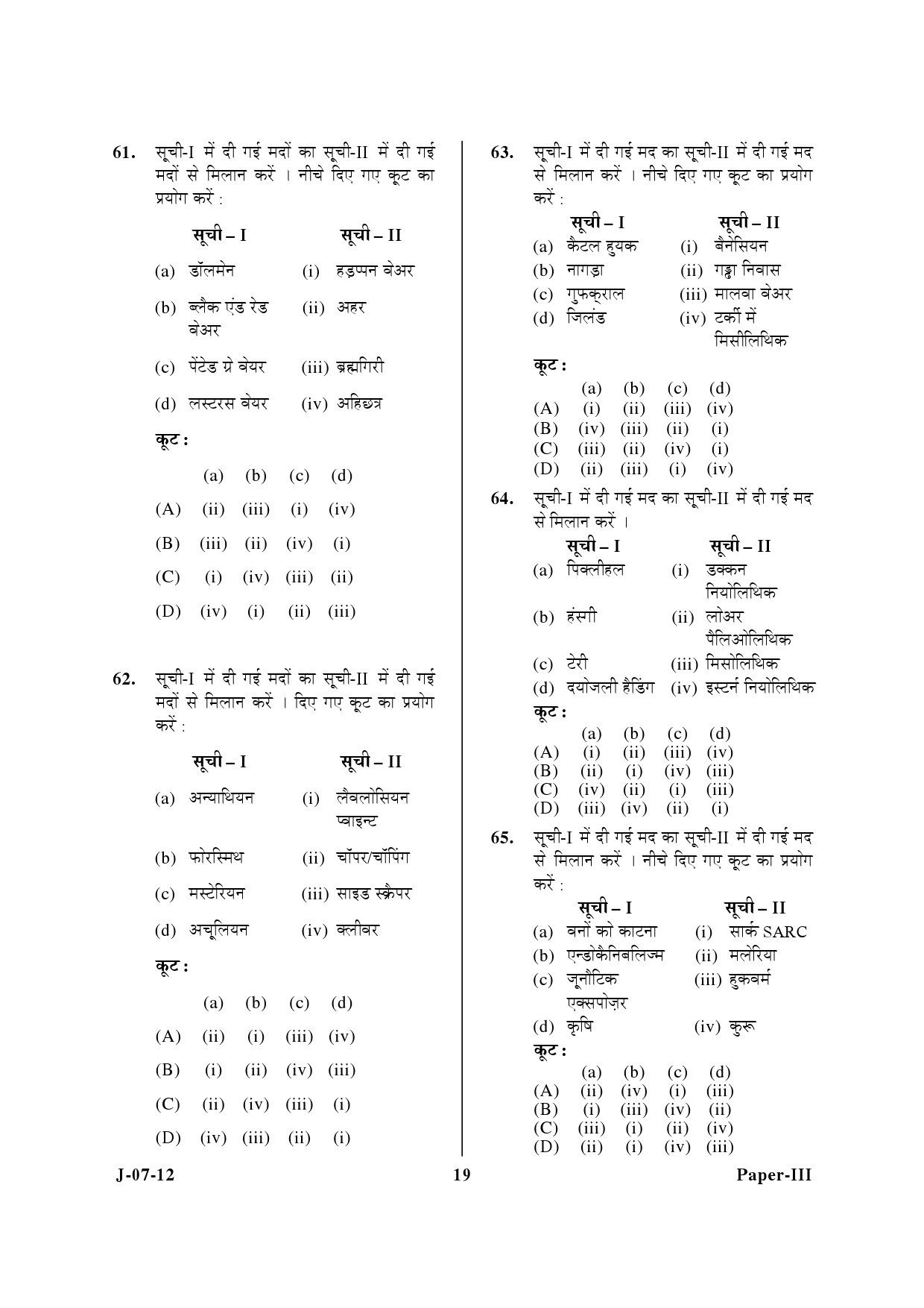 UGC NET Anthropology Question Paper III June 2012 19