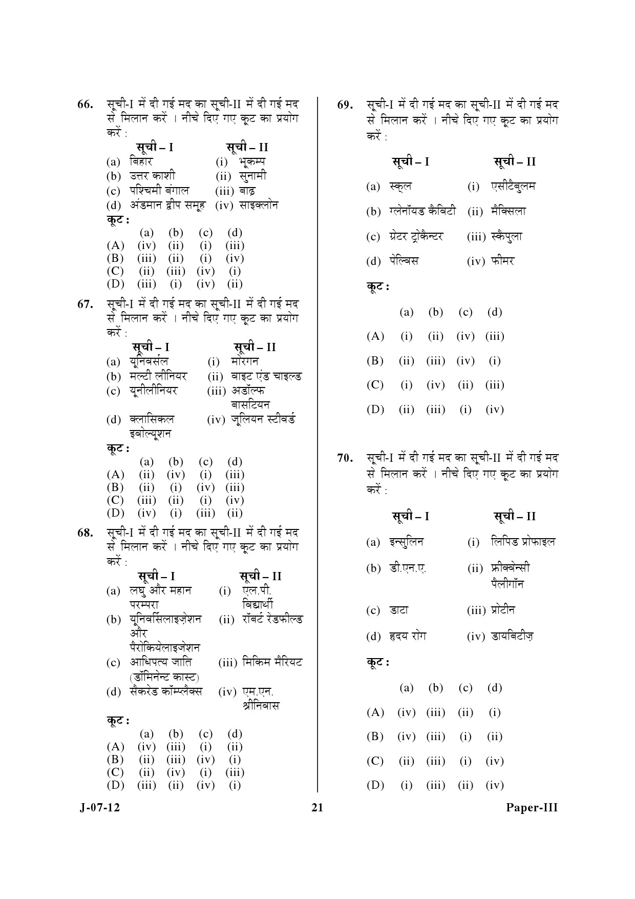 UGC NET Anthropology Question Paper III June 2012 21