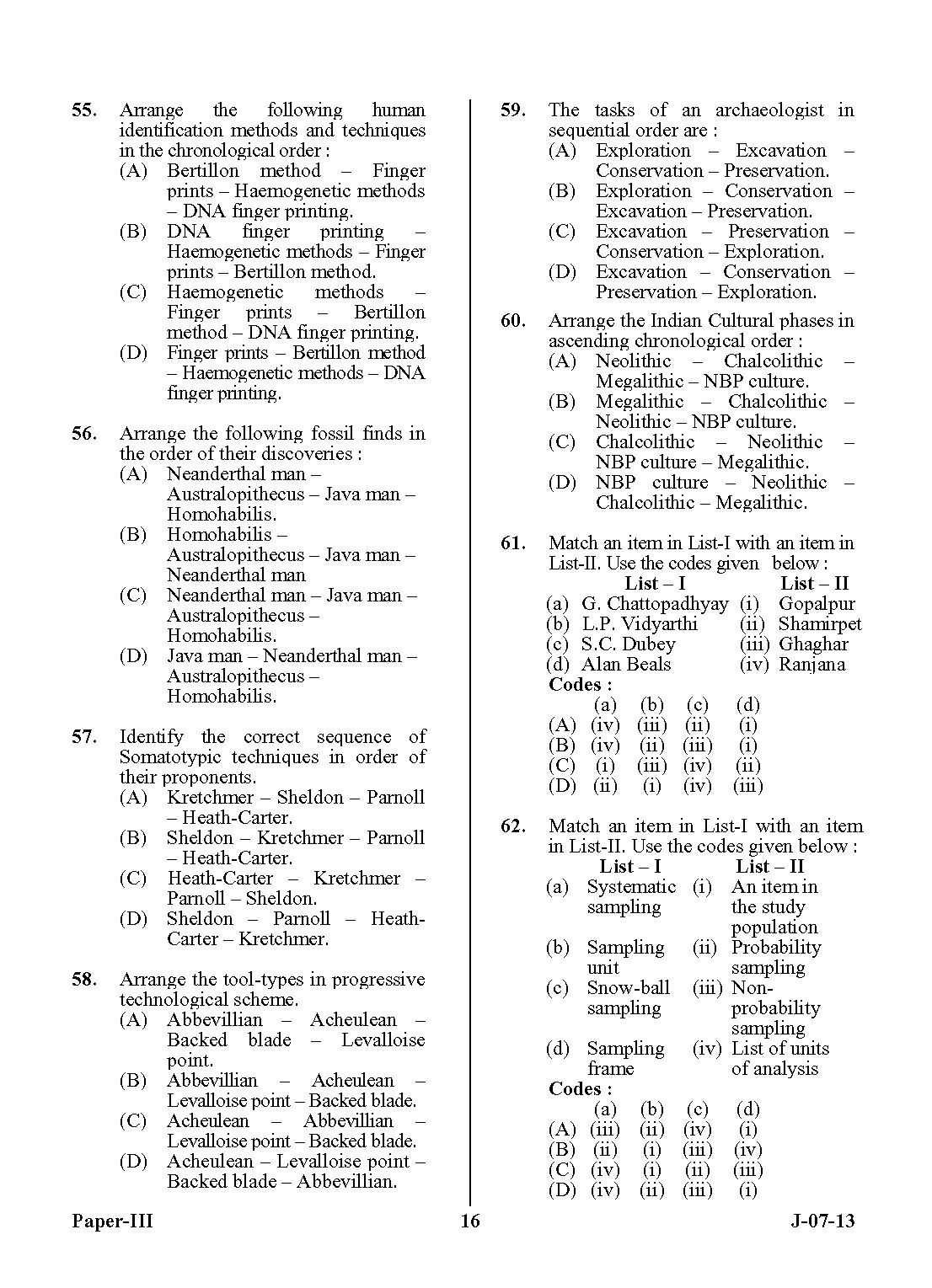 UGC NET Anthropology Question Paper III June 2013 Set 2 16