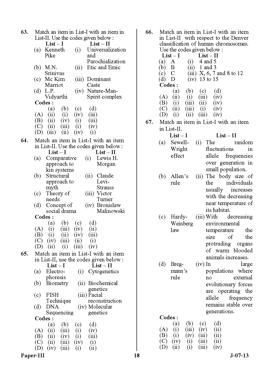 UGC NET Anthropology Question Paper III June 2013 Set 2 18