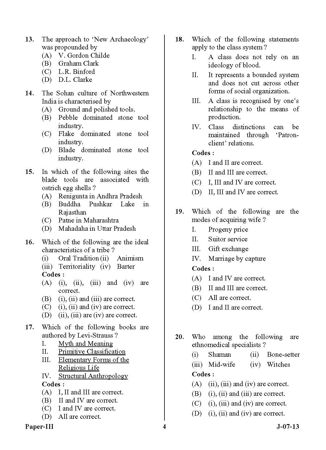 UGC NET Anthropology Question Paper III June 2013 Set 2 4