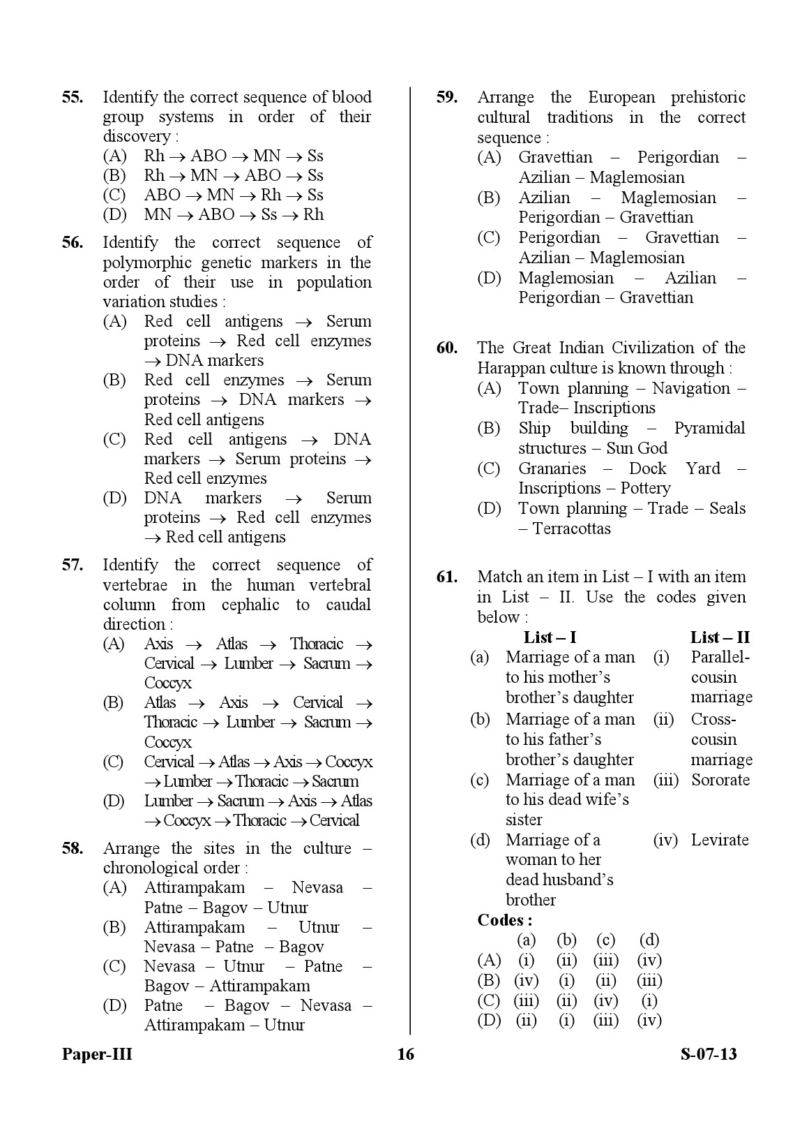 UGC NET Anthropology Question Paper III June 2013 16