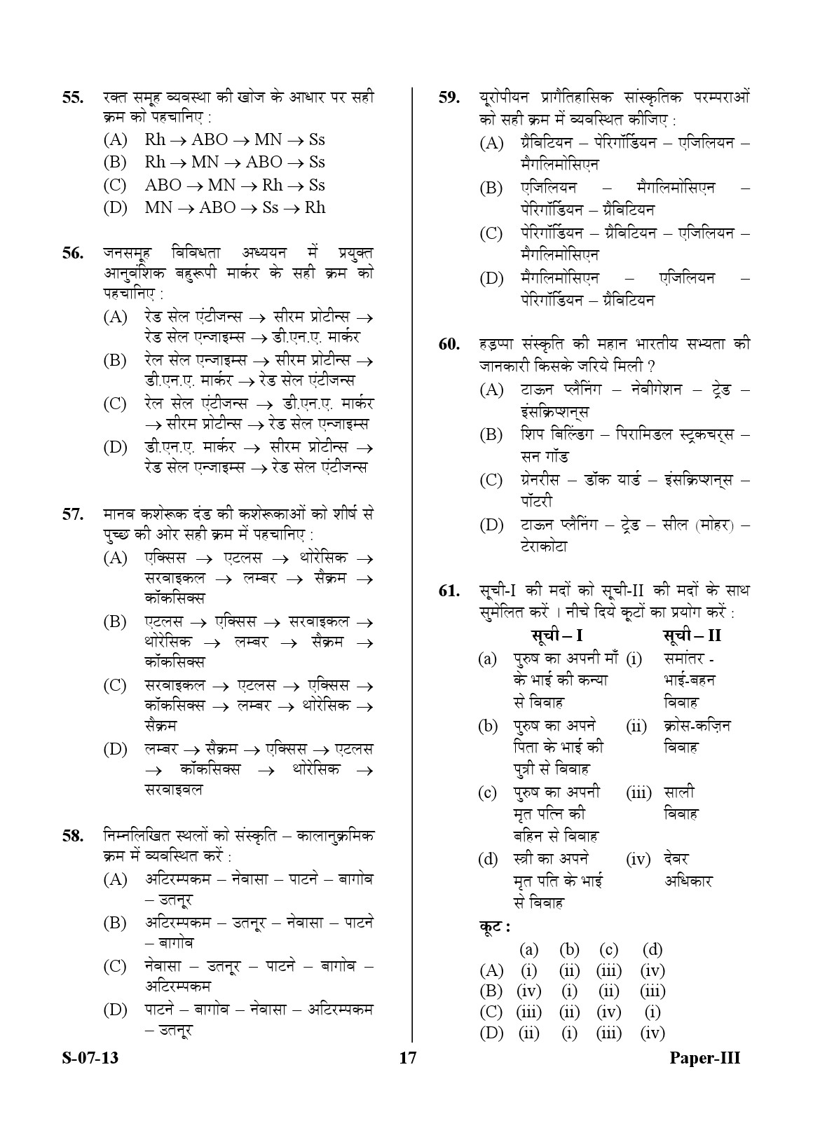 UGC NET Anthropology Question Paper III June 2013 17