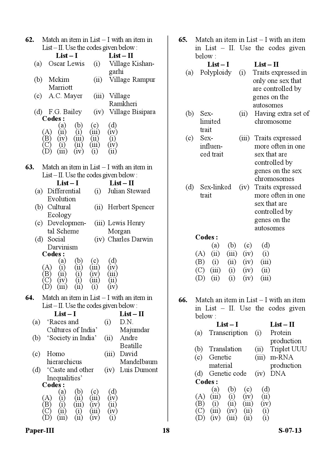 UGC NET Anthropology Question Paper III June 2013 18