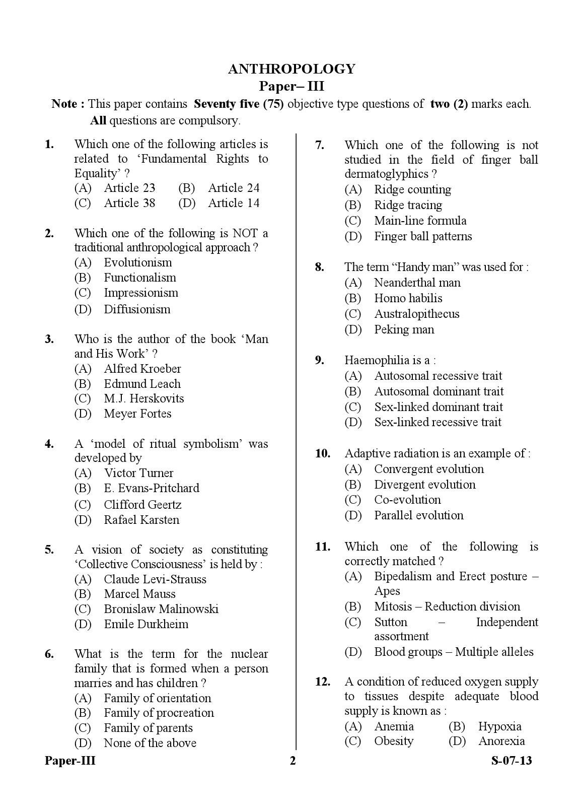 UGC NET Anthropology Question Paper III June 2013 2