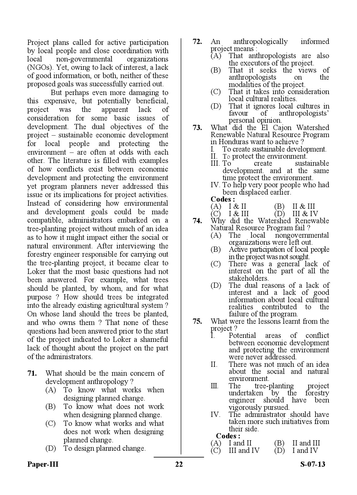 UGC NET Anthropology Question Paper III June 2013 22