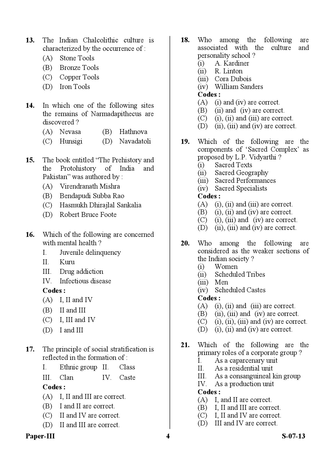 UGC NET Anthropology Question Paper III June 2013 4