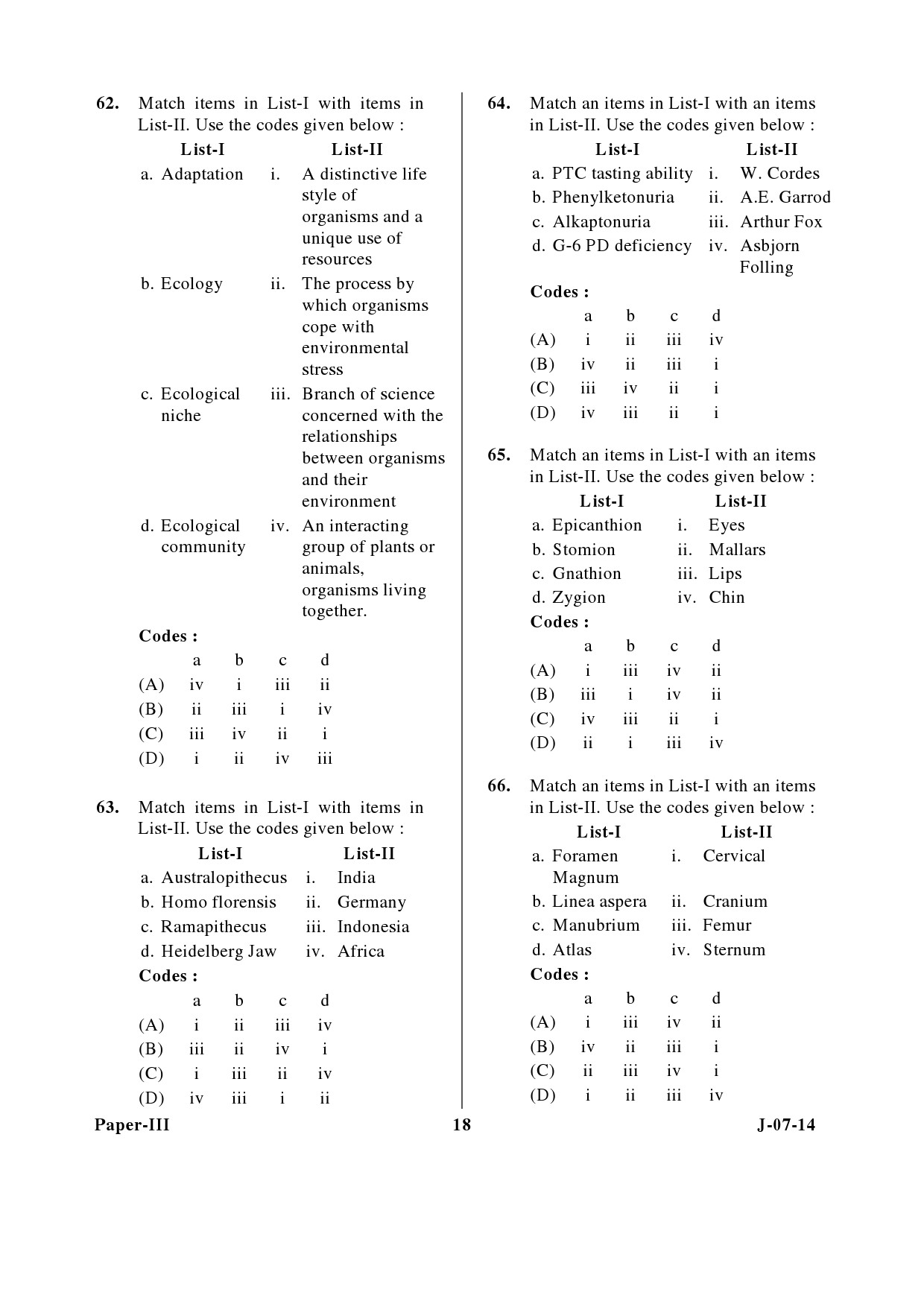 UGC NET Anthropology Question Paper III June 2014 18