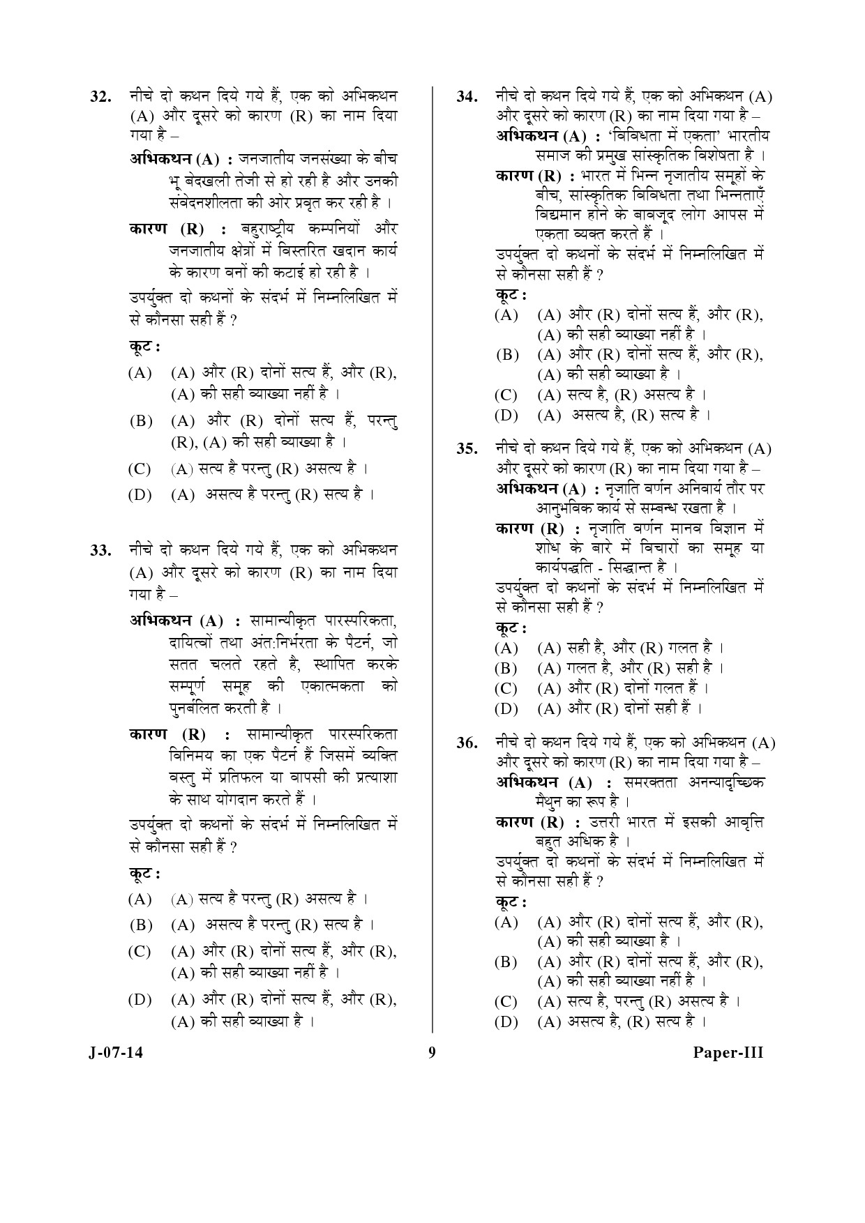 UGC NET Anthropology Question Paper III June 2014 9