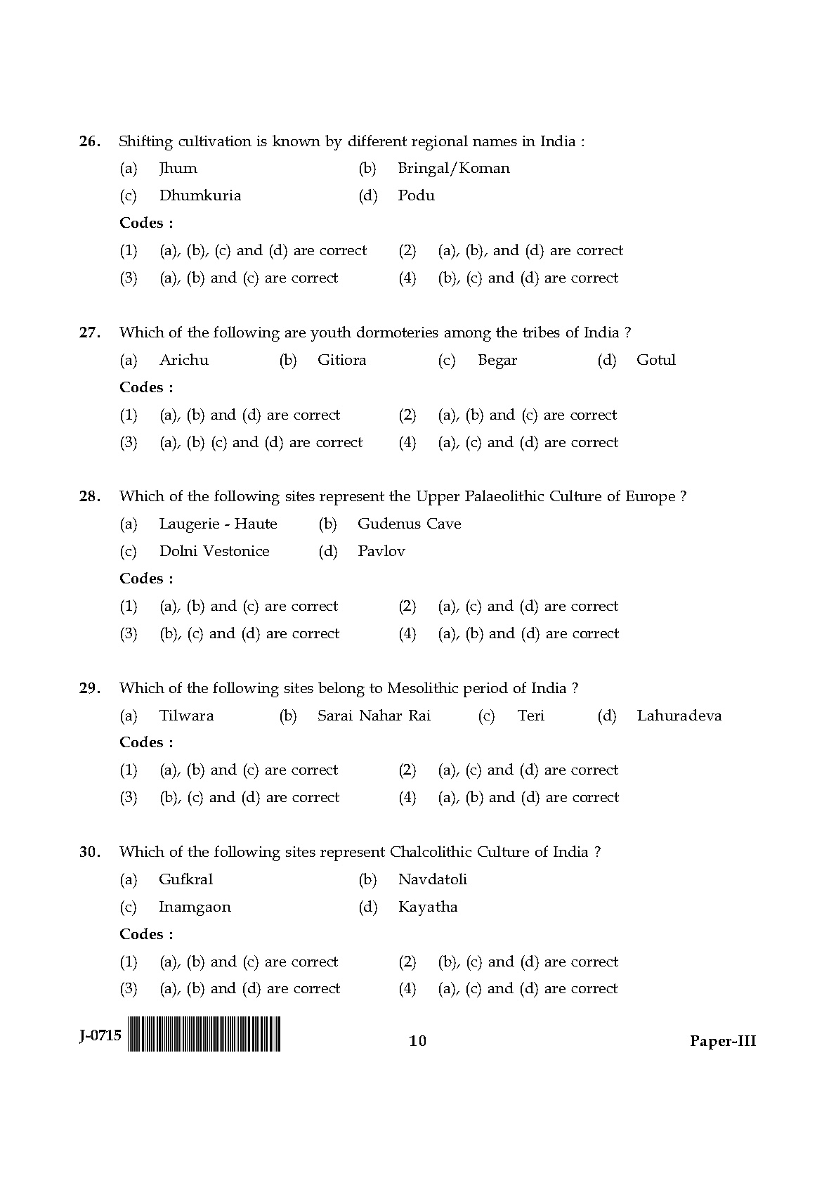 UGC NET Anthropology Question Paper III June 2015 10