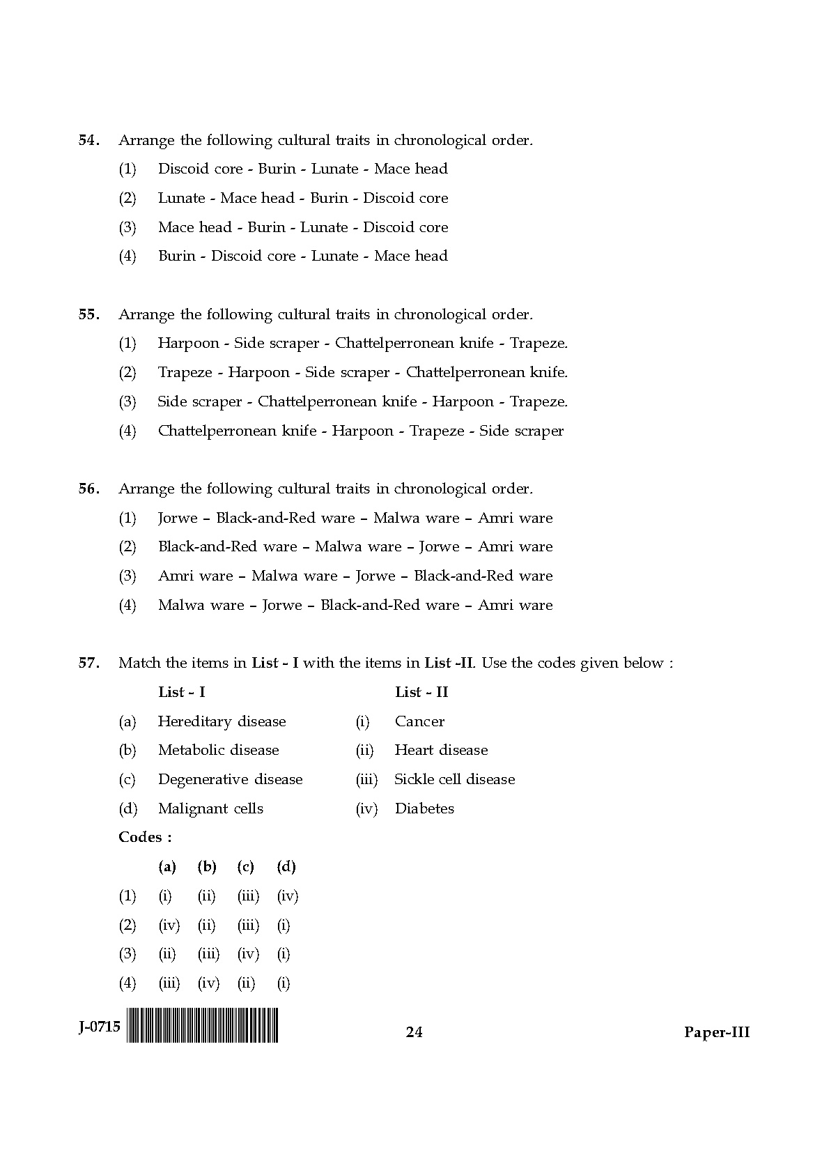 UGC NET Anthropology Question Paper III June 2015 24