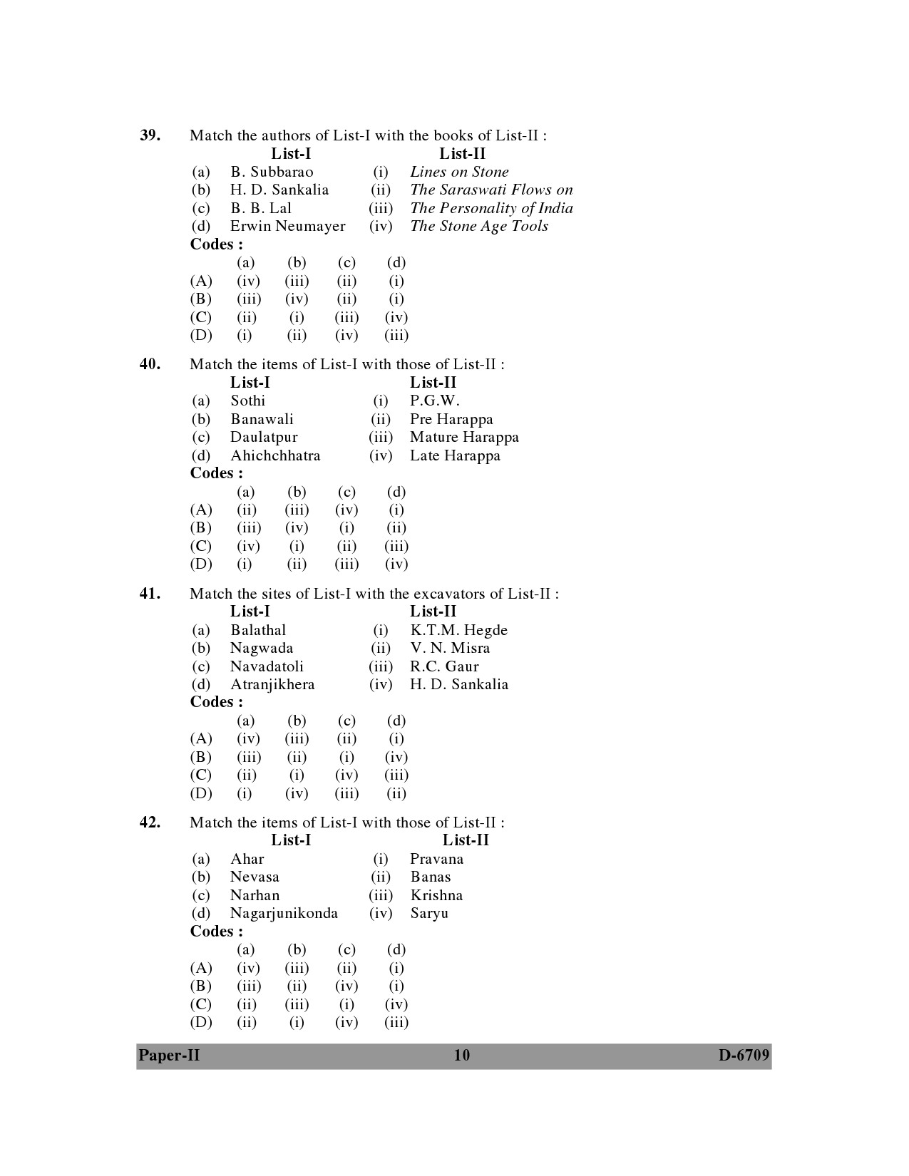 UGC NET Archaeology Question Paper II December 2009 10